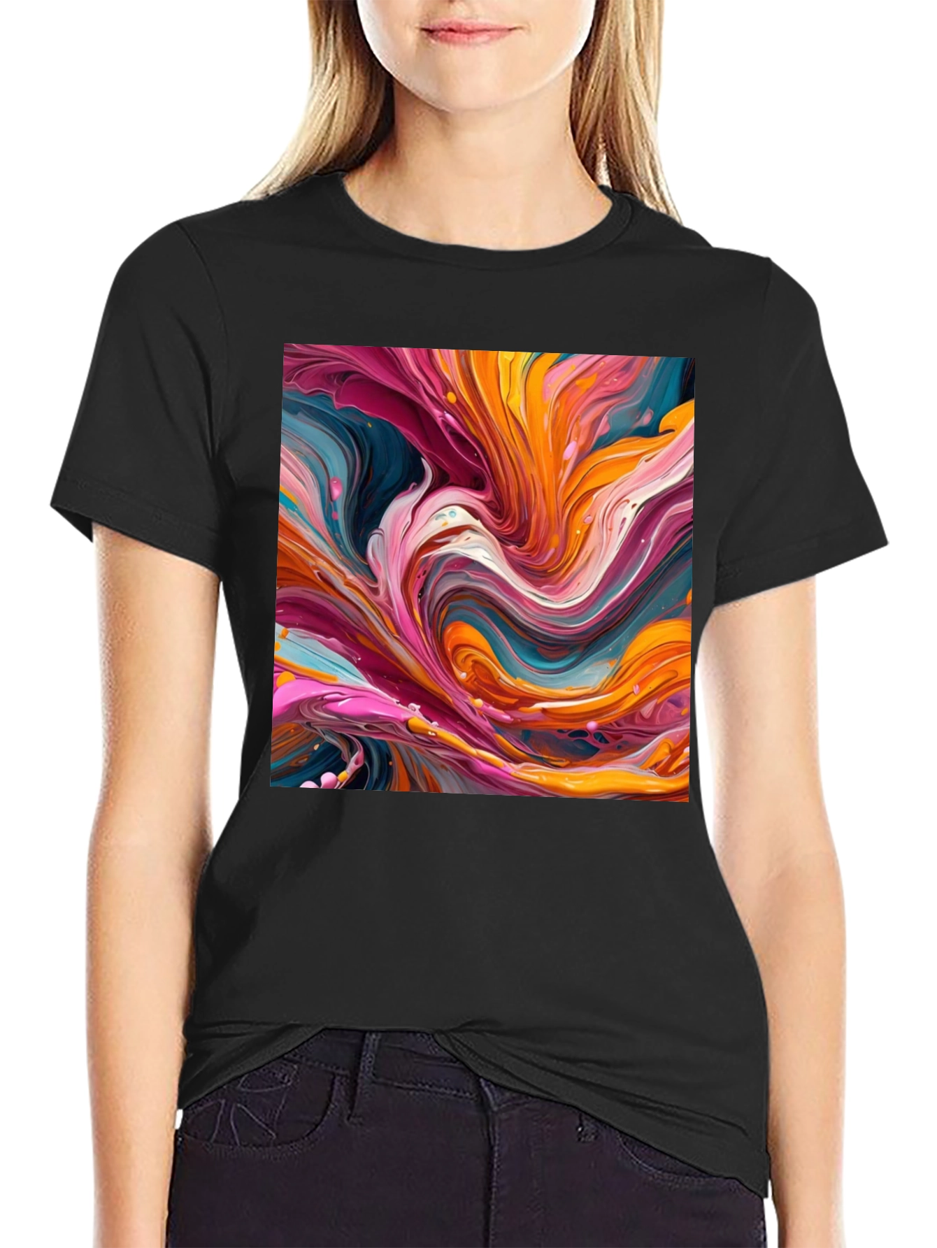 Abstract Swirl Art Black T-Shirt