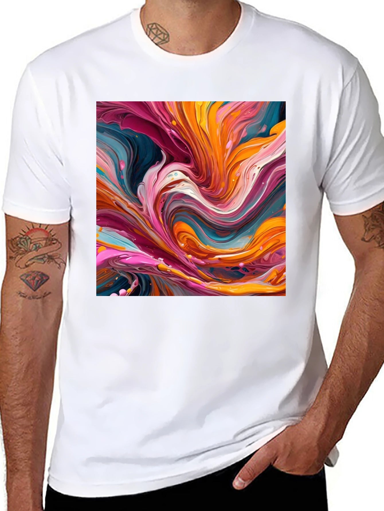 Abstract Swirl Art Black T-Shirt