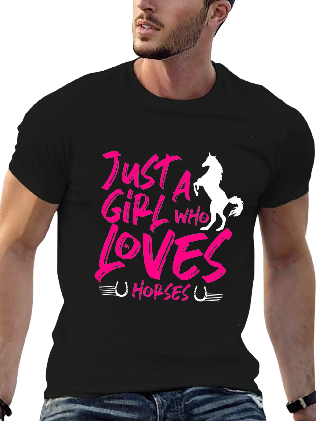 Just A Girl Who Loves Horses Black T-Shirt