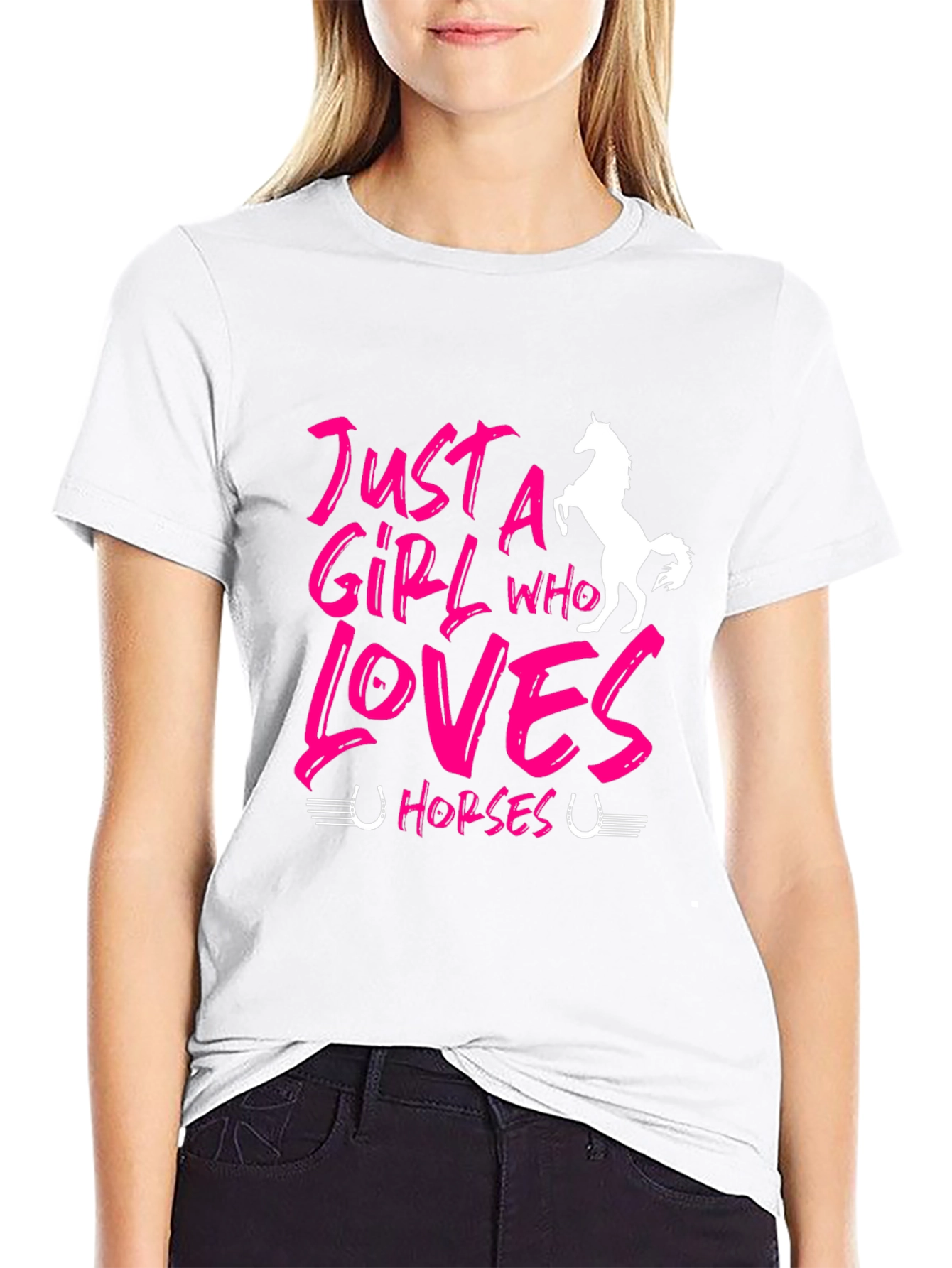 Just A Girl Who Loves Horses Black T-Shirt