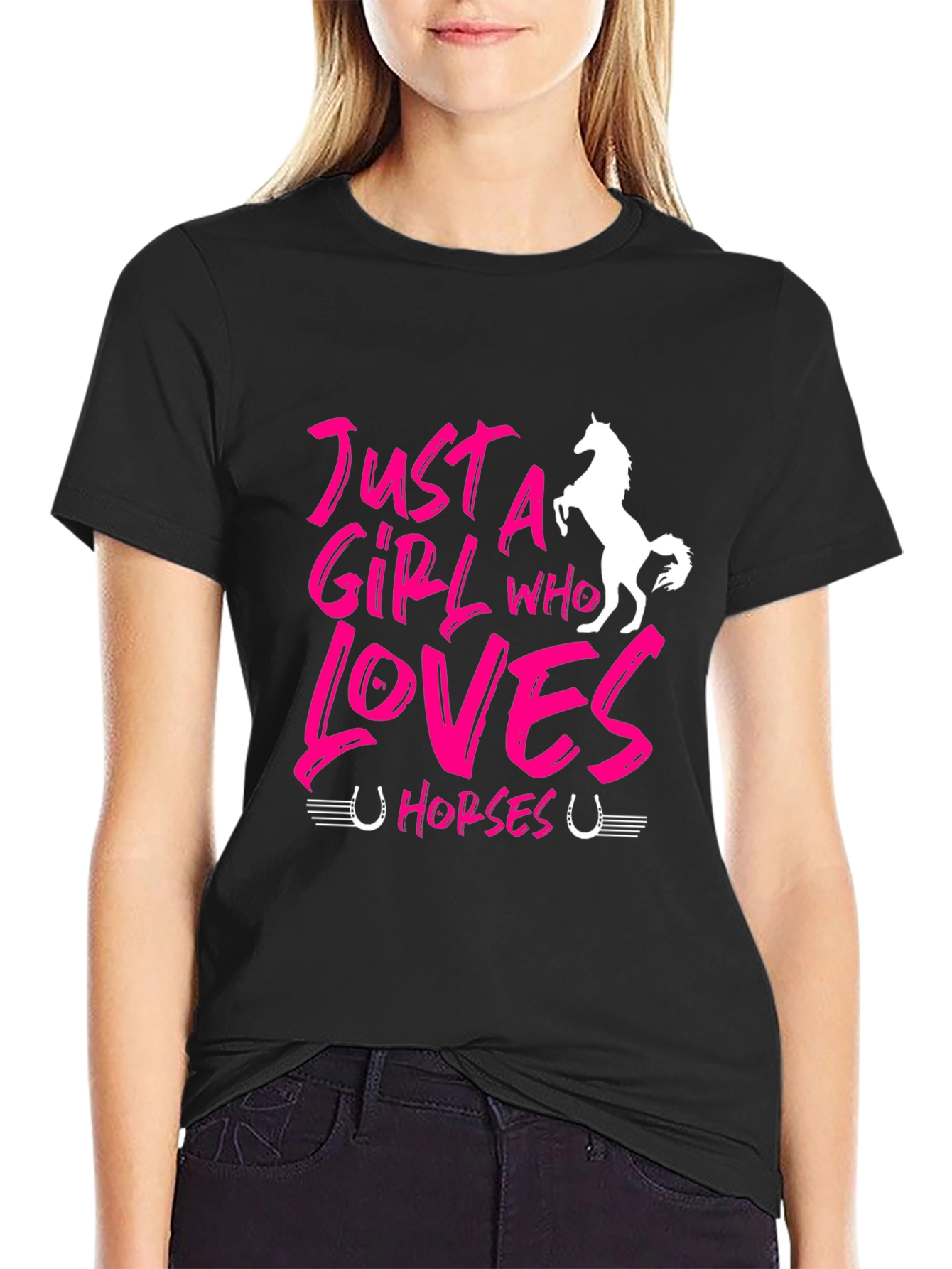 Just A Girl Who Loves Horses Black T-Shirt