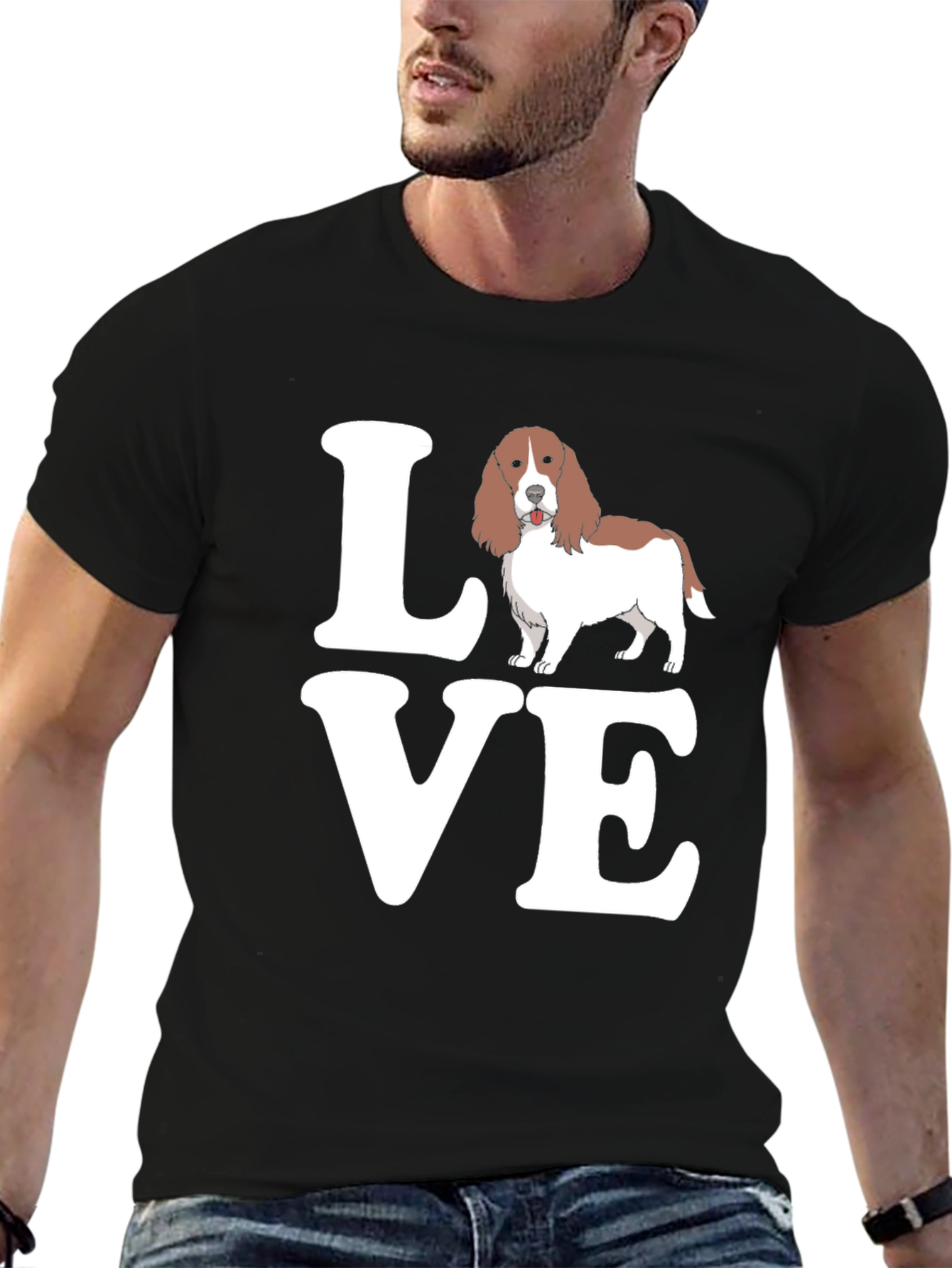 Love Welsh Springer Spaniel Black T-Shirt