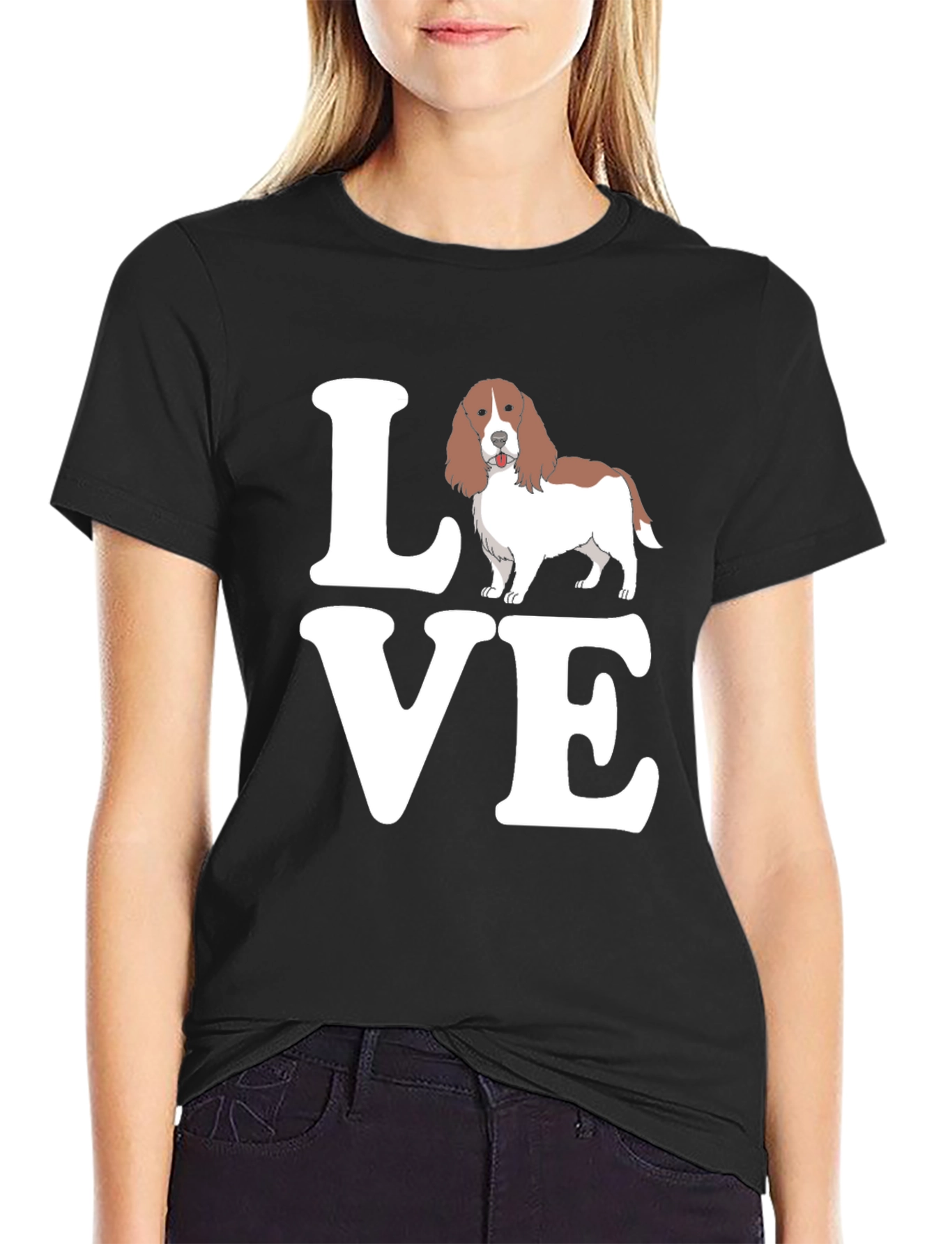 Love Welsh Springer Spaniel Black T-Shirt