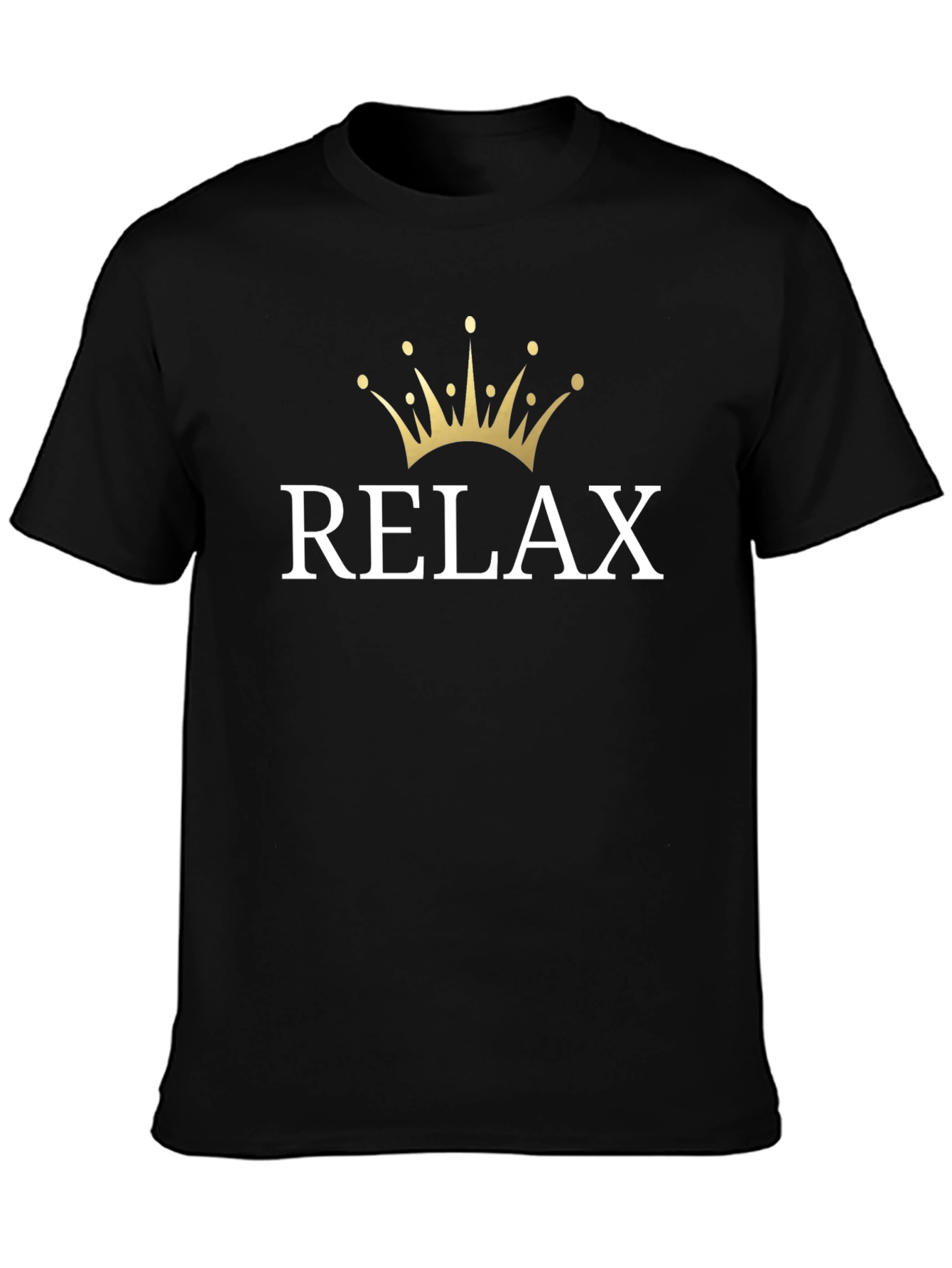Relax Crown Graphic Tee - Black Cotton T-Shirt