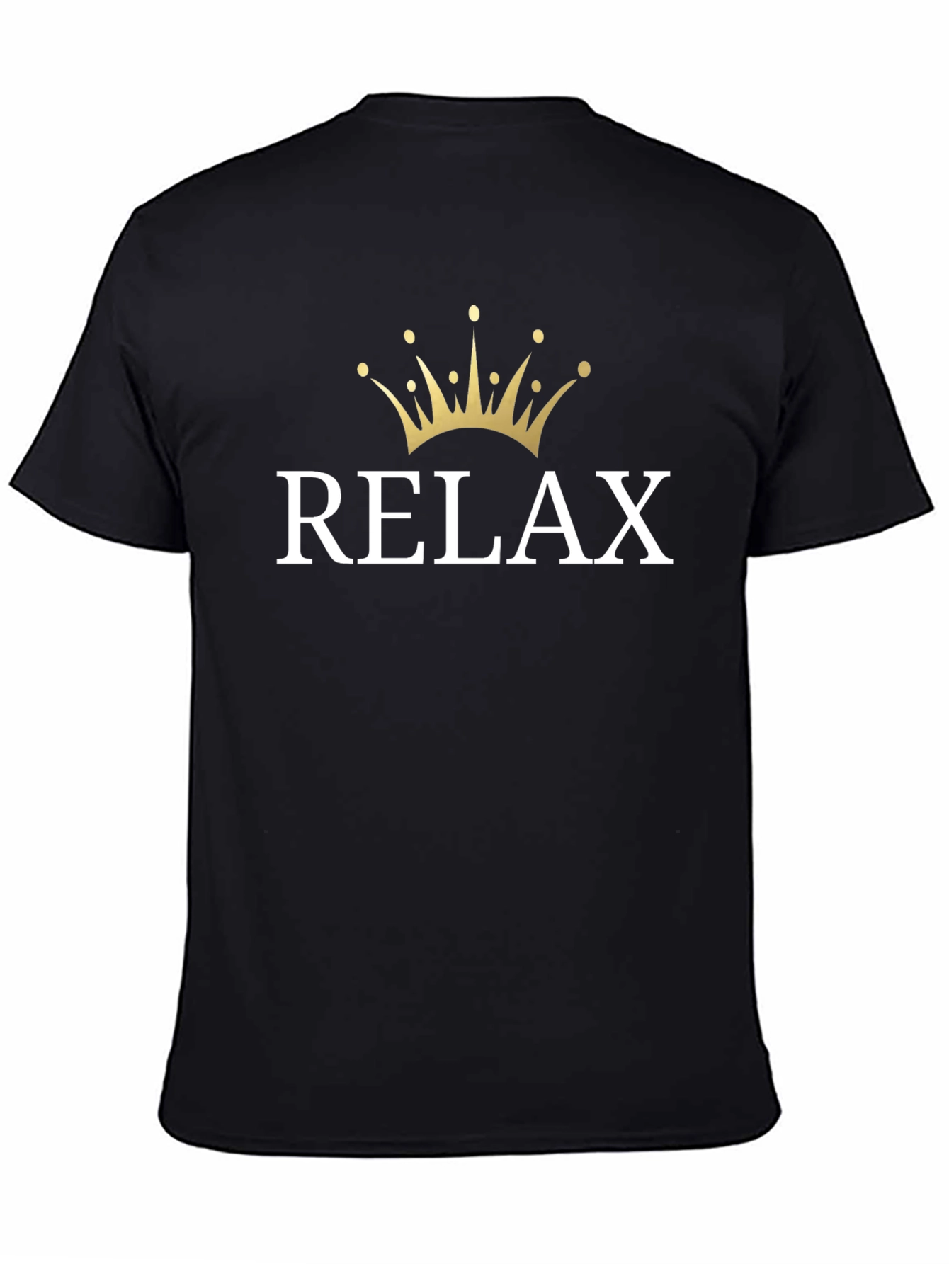 Relax Crown Graphic Tee - Black Cotton T-Shirt