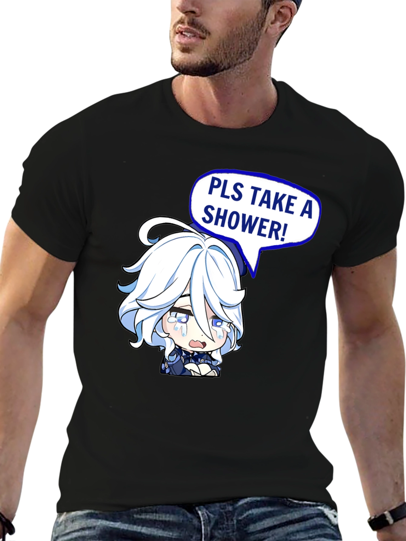 Funny Pls Take a Shower Anime T-Shirt