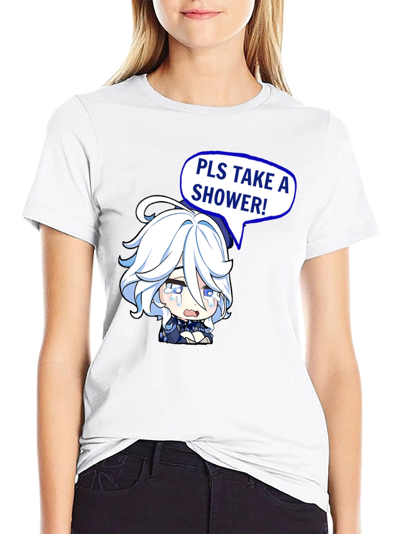 Funny Pls Take a Shower Anime T-Shirt