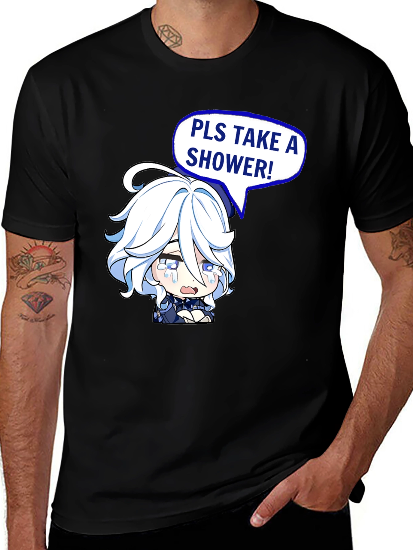 Funny Pls Take a Shower Anime T-Shirt