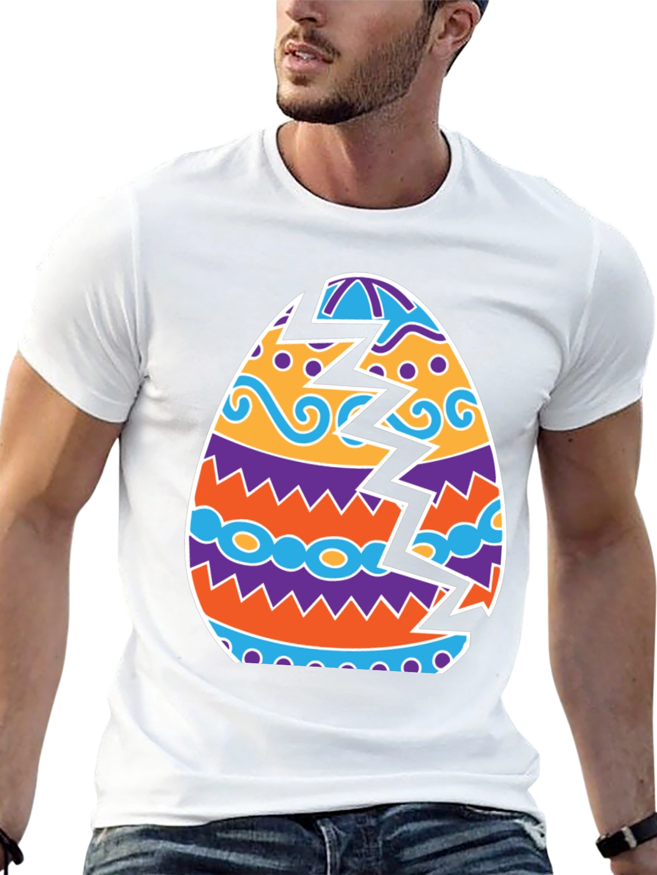 Cracked Easter Egg Graphic Tee - Novelty Holiday Shirt