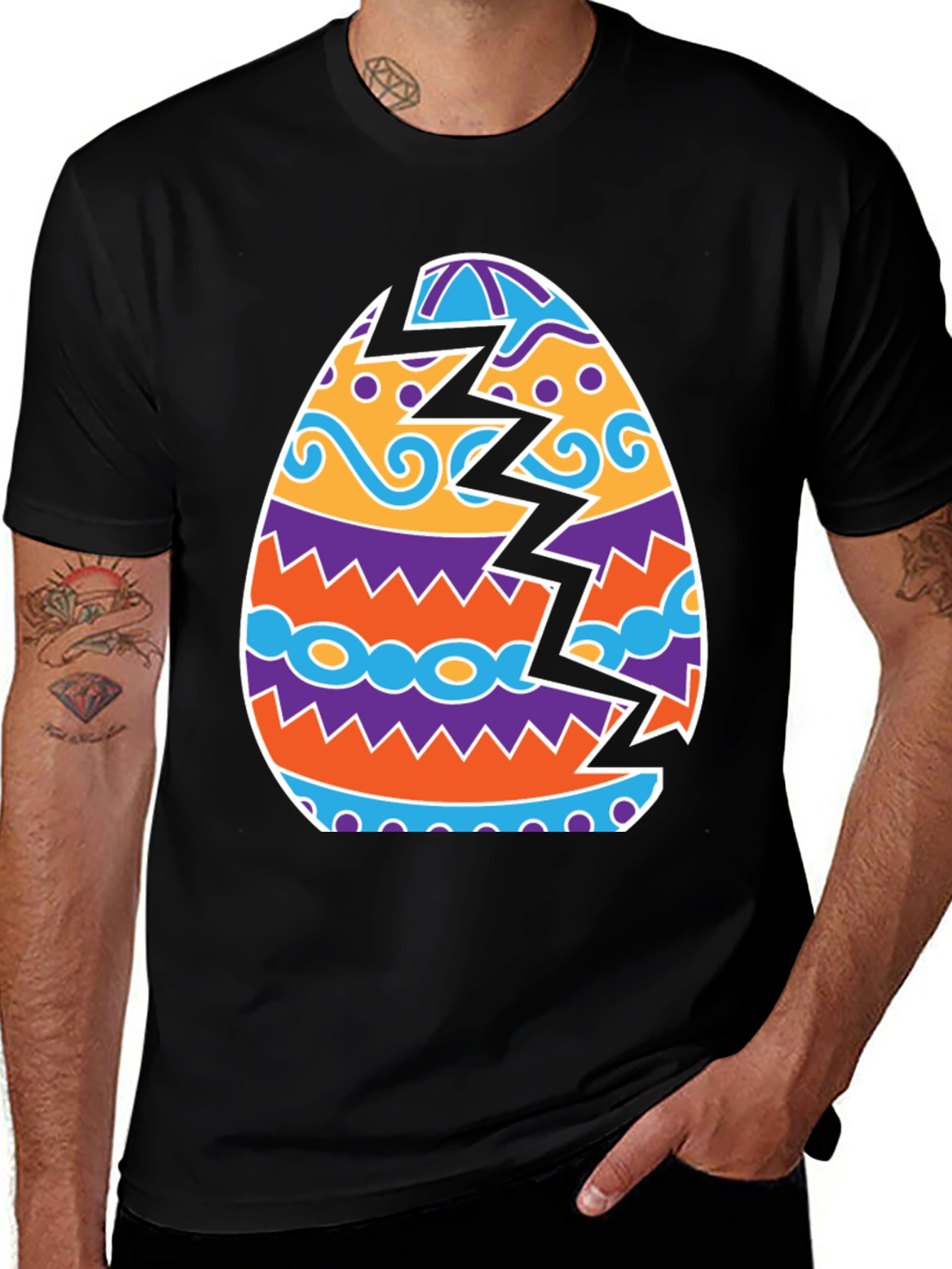 Cracked Easter Egg Graphic Tee - Novelty Holiday Shirt
