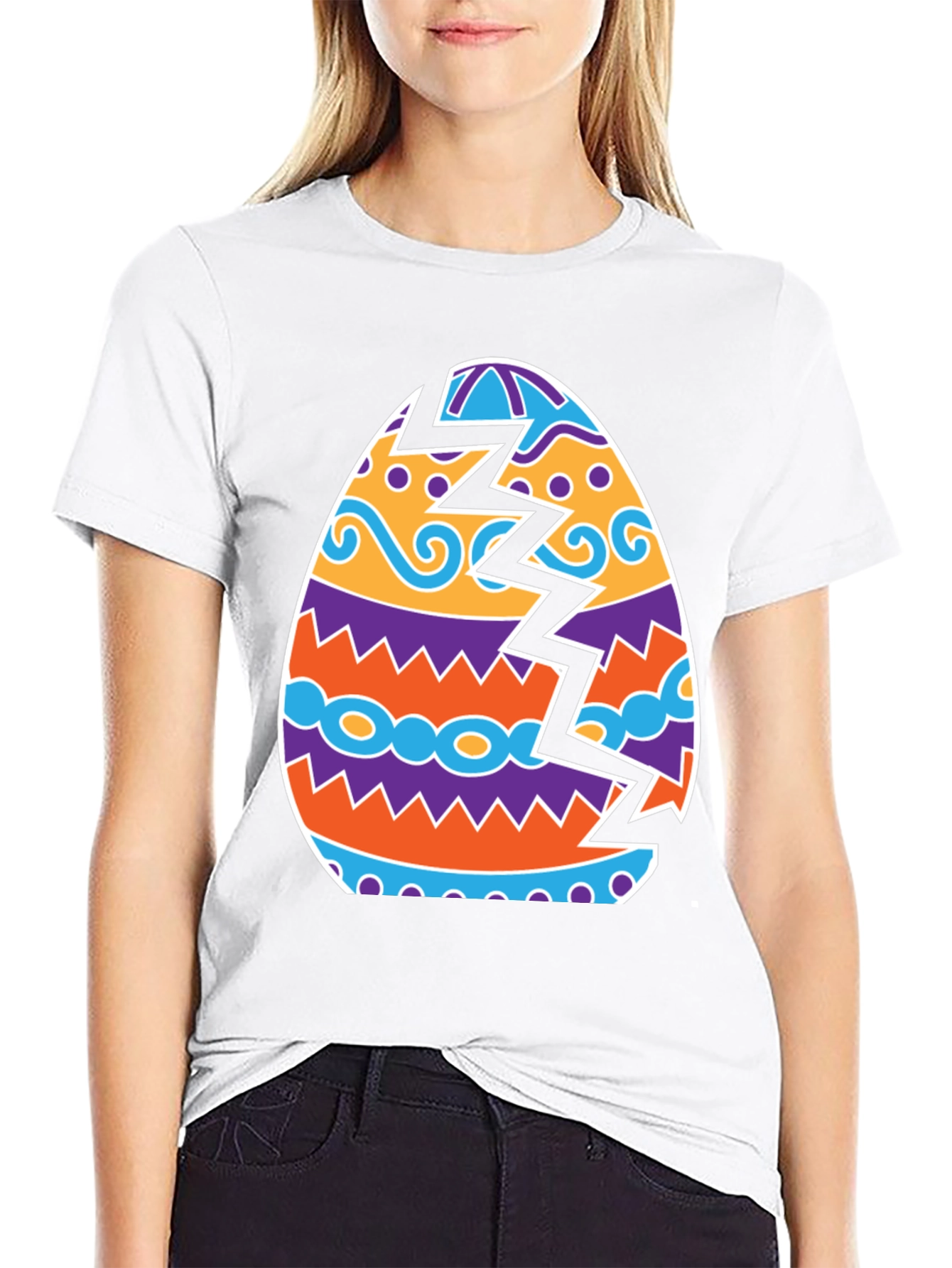 Cracked Easter Egg Graphic Tee - Novelty Holiday Shirt