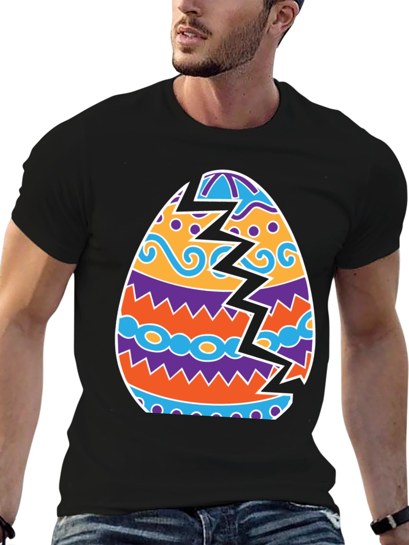 Cracked Easter Egg Graphic Tee - Novelty Holiday Shirt