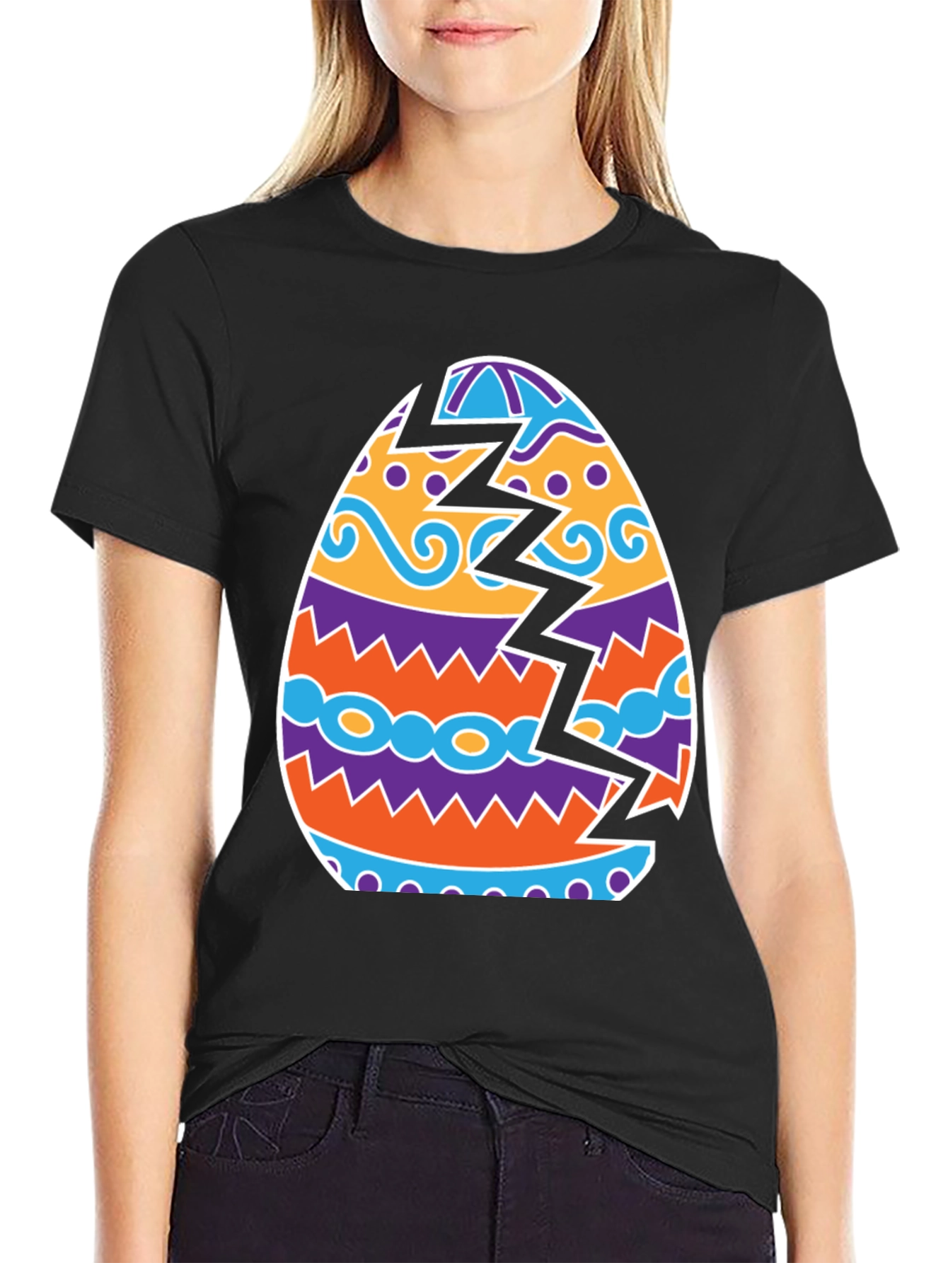 Cracked Easter Egg Graphic Tee - Novelty Holiday Shirt