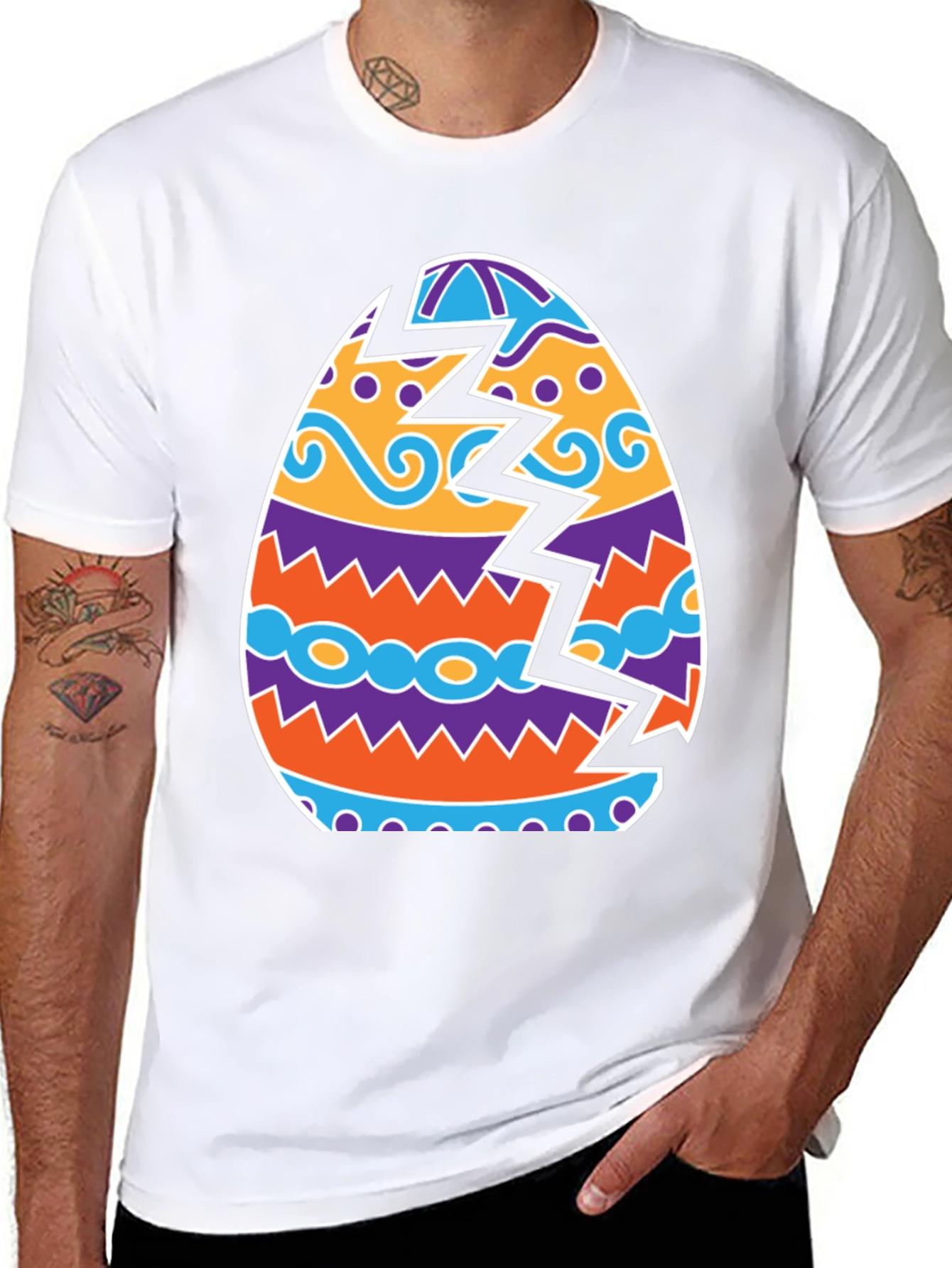 Cracked Easter Egg Graphic Tee - Novelty Holiday Shirt