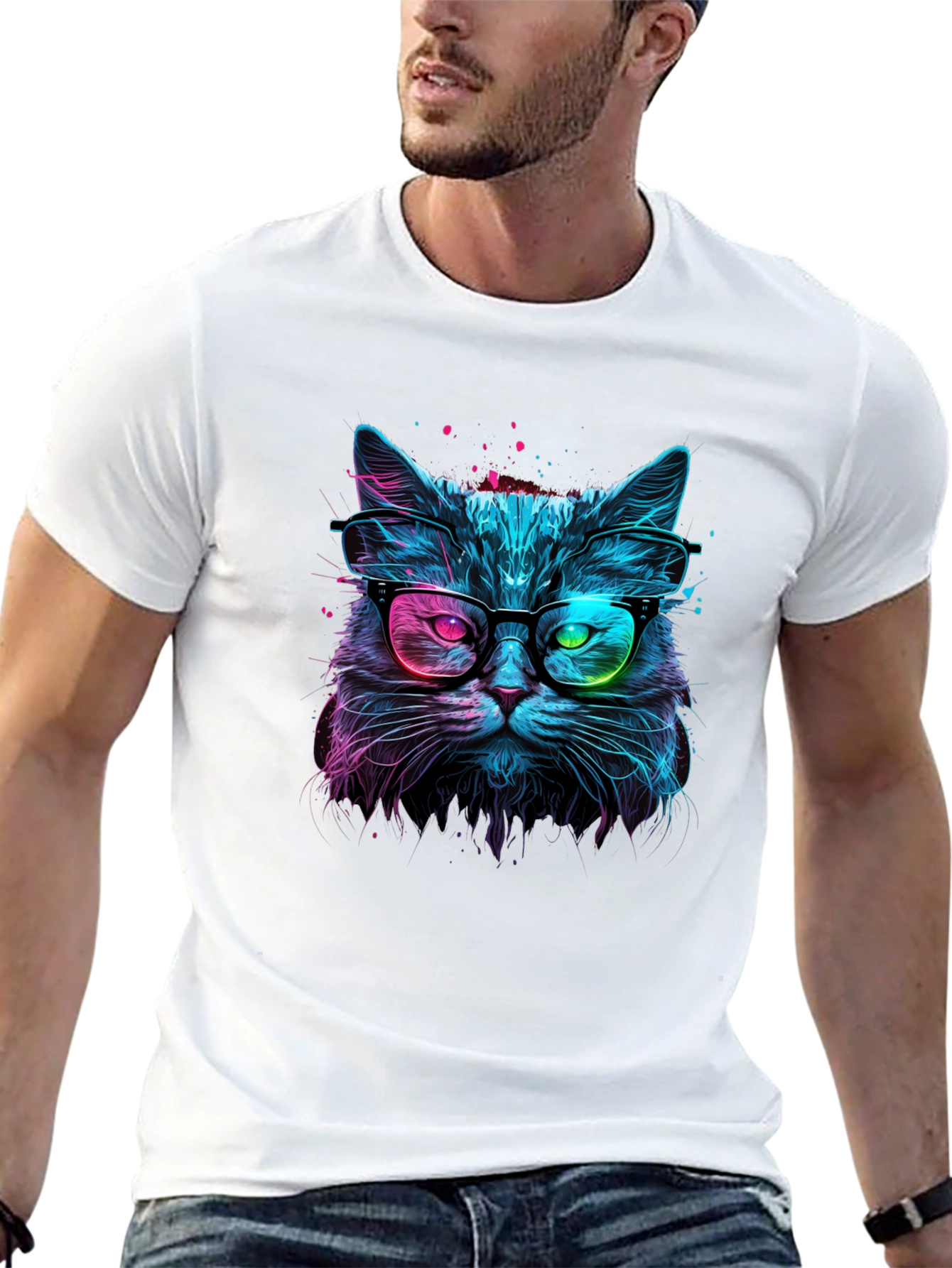 Neon Cat Graphic T-Shirt - Stylish & Unique!