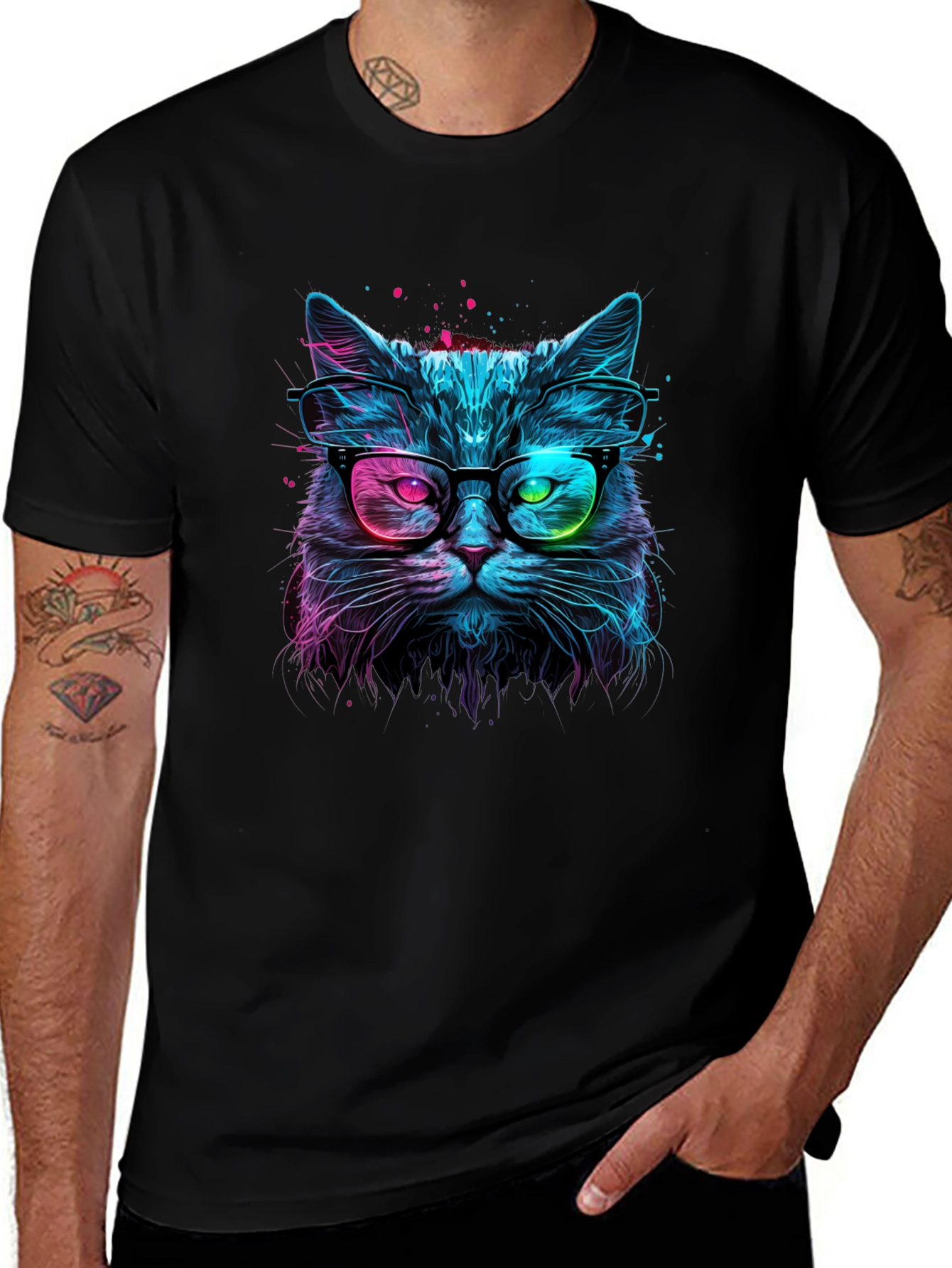 Neon Cat Graphic T-Shirt - Stylish & Unique!