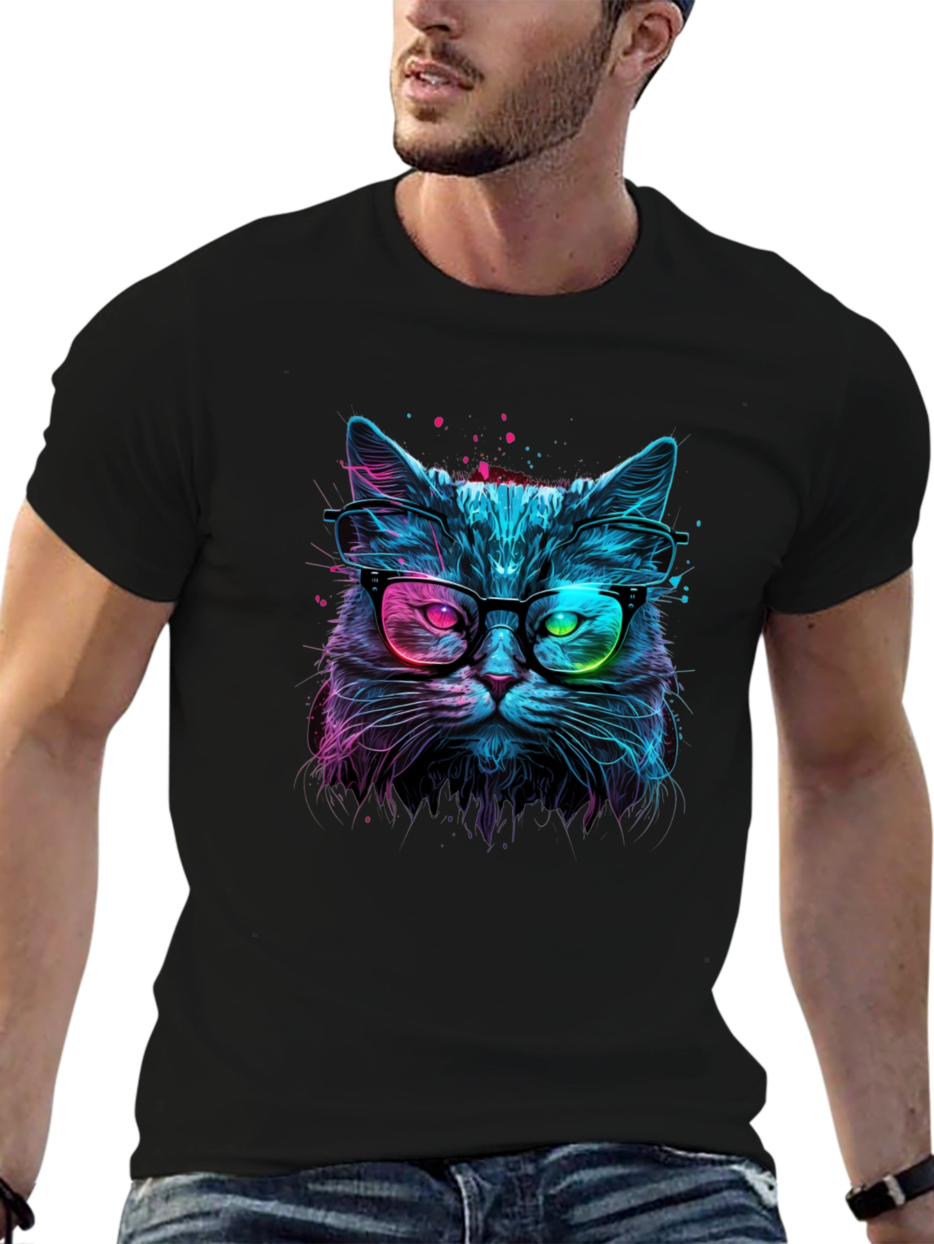 Neon Cat Graphic T-Shirt - Stylish & Unique!