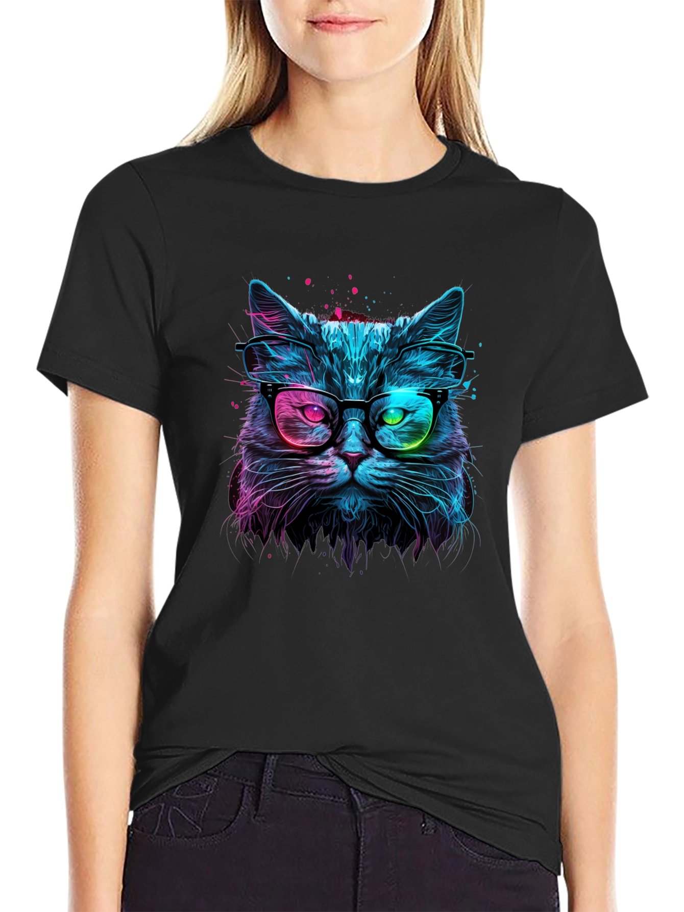 Neon Cat Graphic T-Shirt - Stylish & Unique!