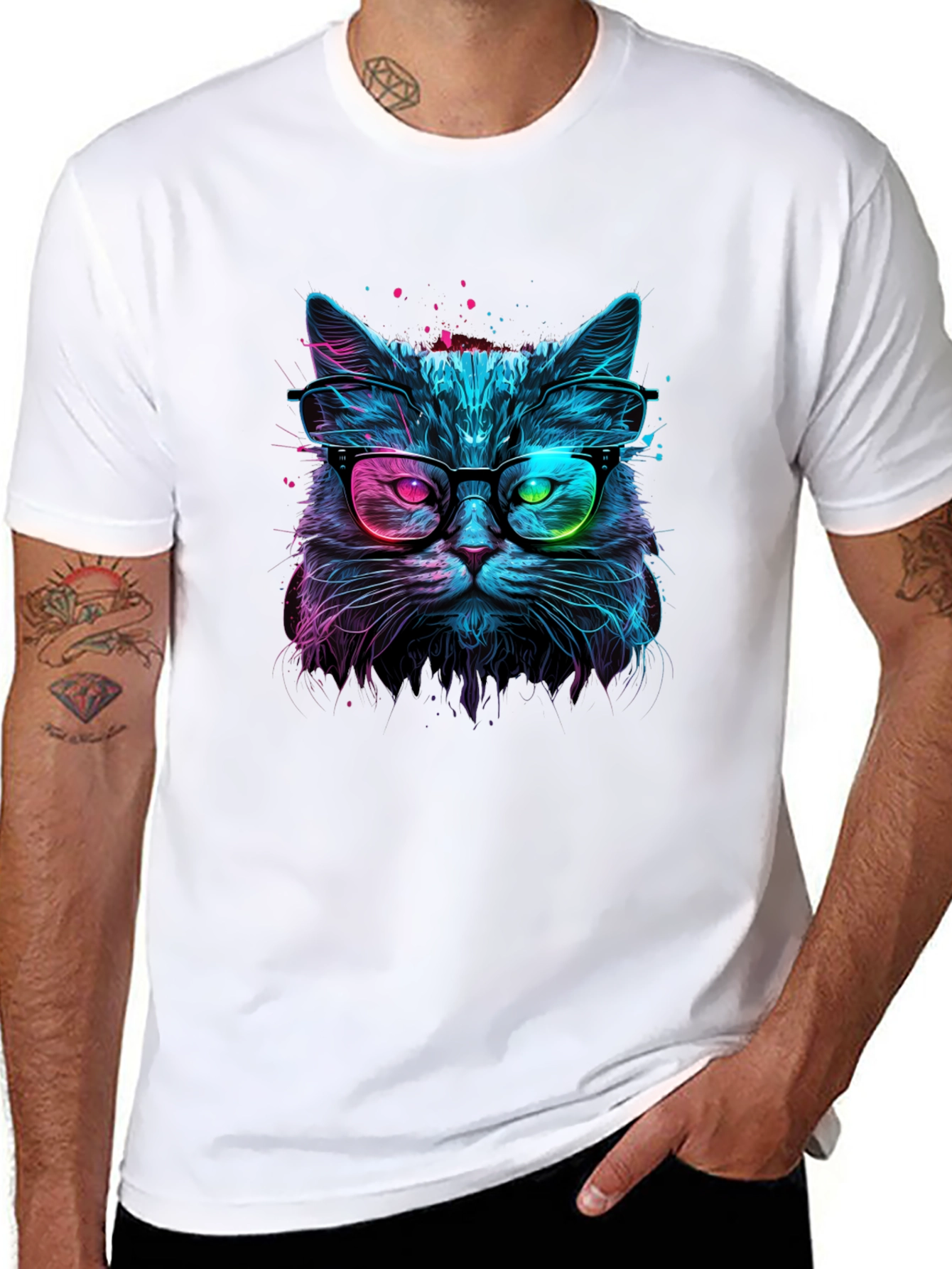 Neon Cat Graphic T-Shirt - Stylish & Unique!