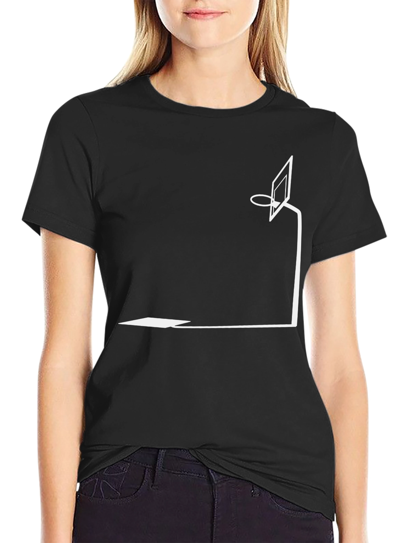 Minimalist Basketball Hoop Graphic Tee