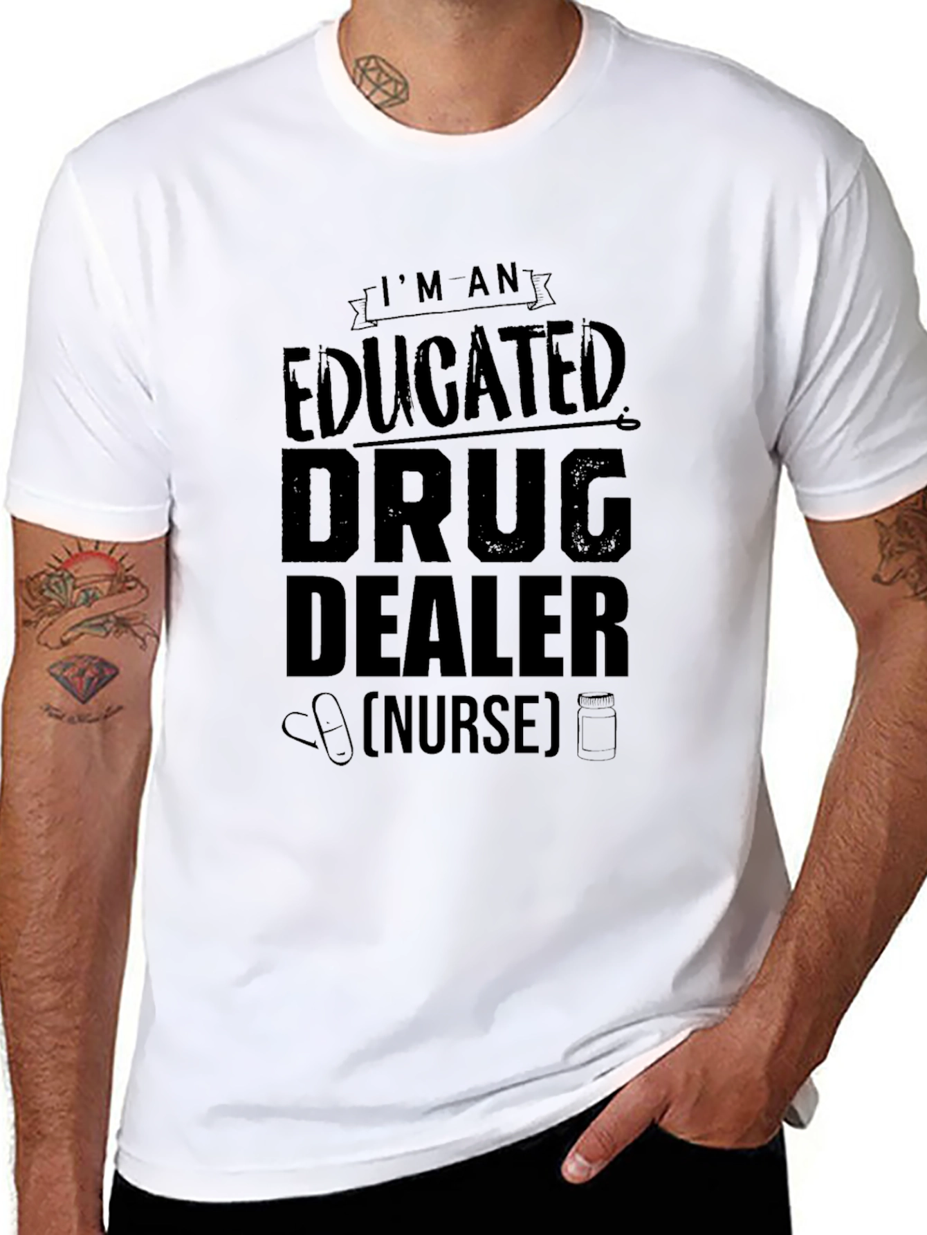Educated Drug Dealer Nurse Black T-Shirt