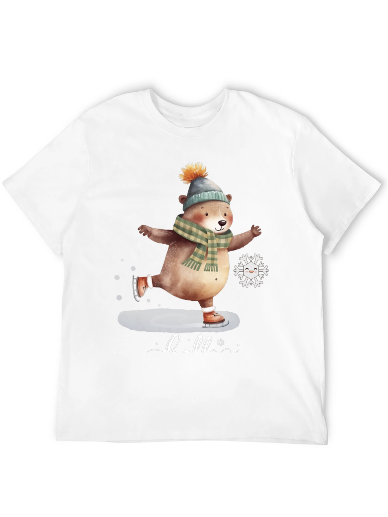 Cute Bear Ice Skating Graphic Tee