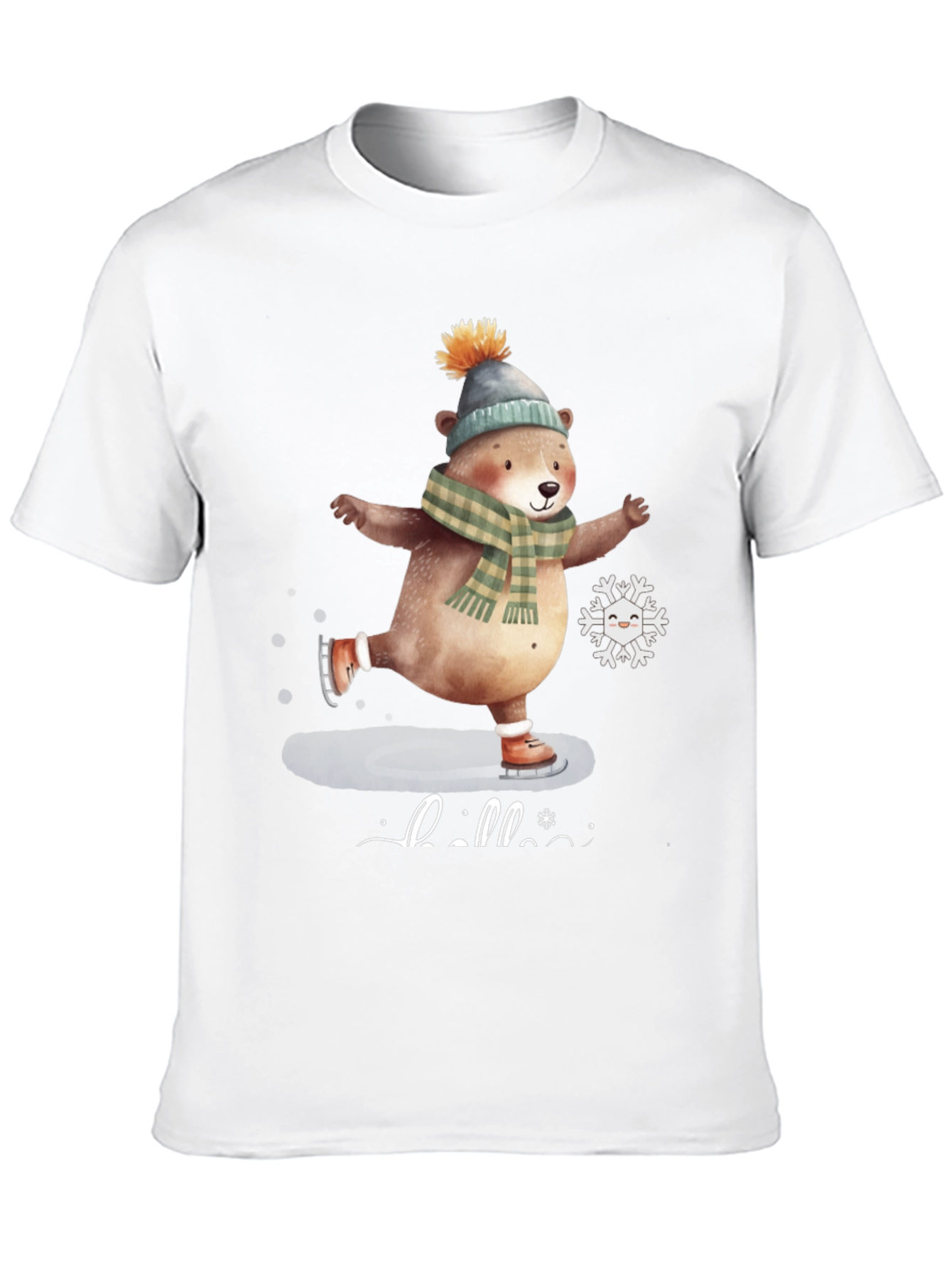 Cute Bear Ice Skating Graphic Tee