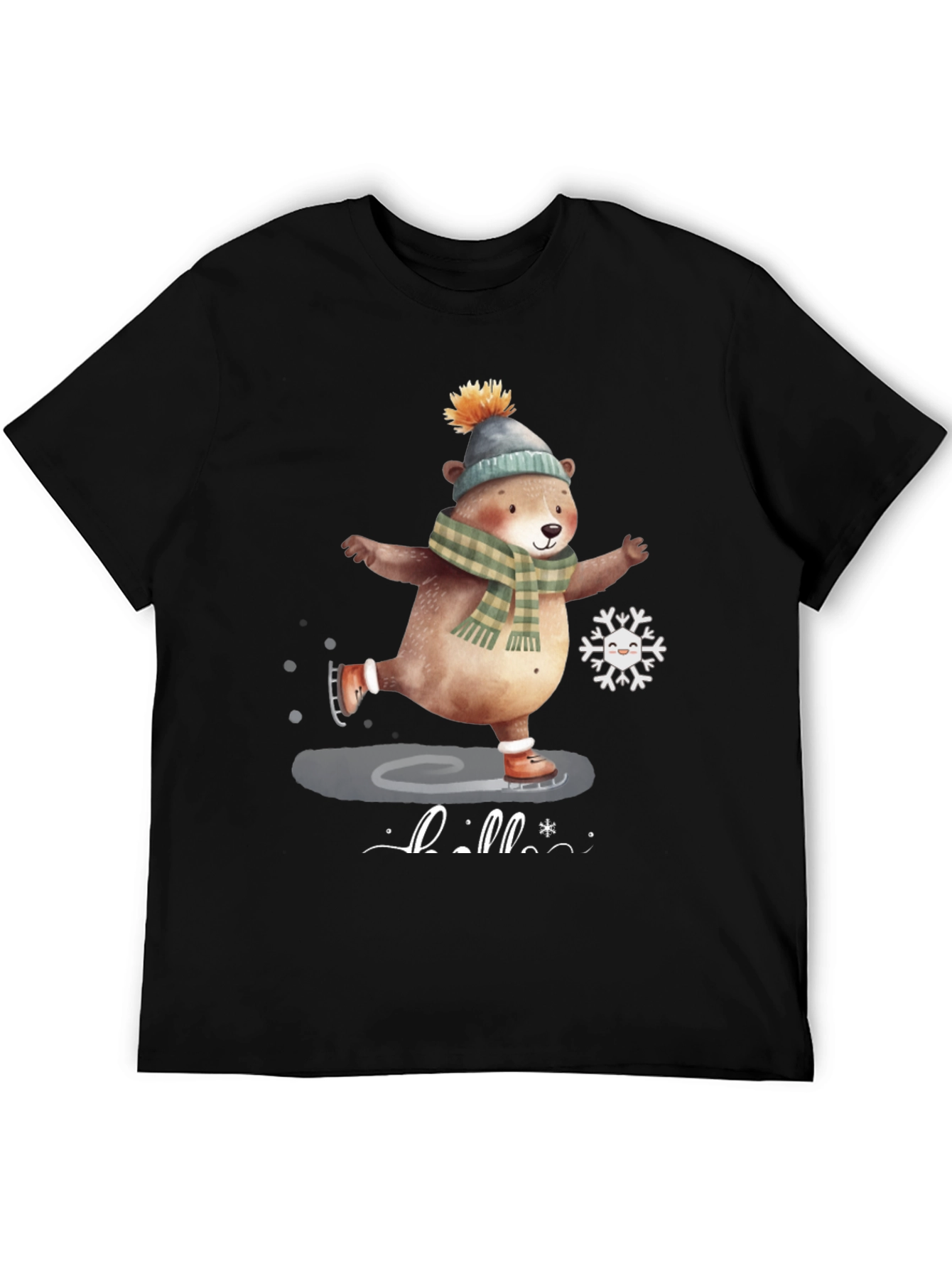 Cute Bear Ice Skating Graphic Tee