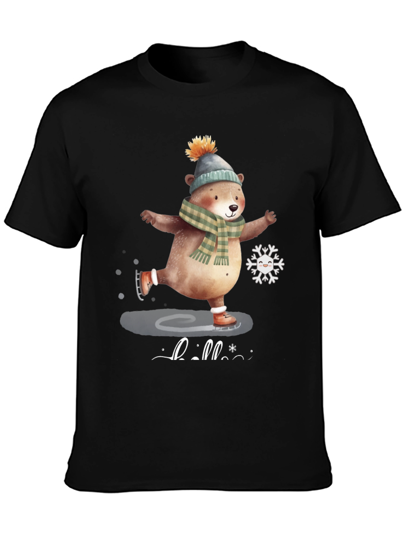 Cute Bear Ice Skating Graphic Tee