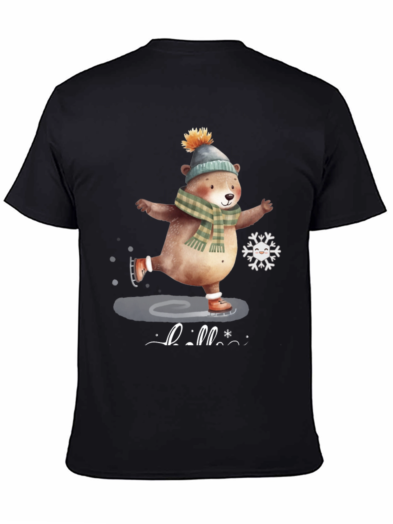 Cute Bear Ice Skating Graphic Tee