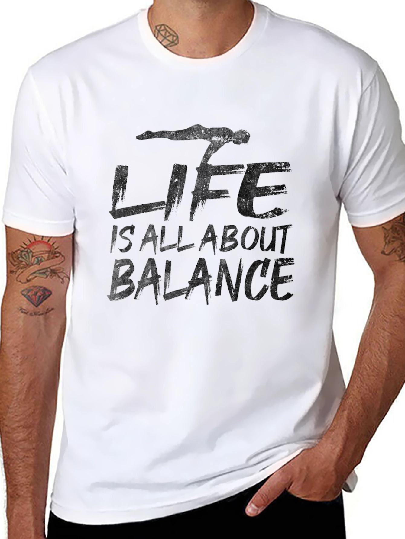 Life is All About Balance Graphic Tee - Black