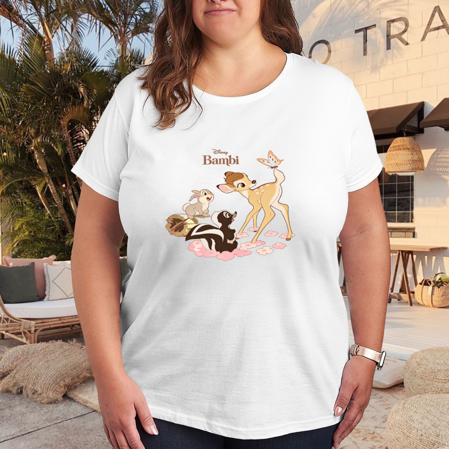 Cute Bambi & Forest Friends Disney Plus?Size Women T?Shirt