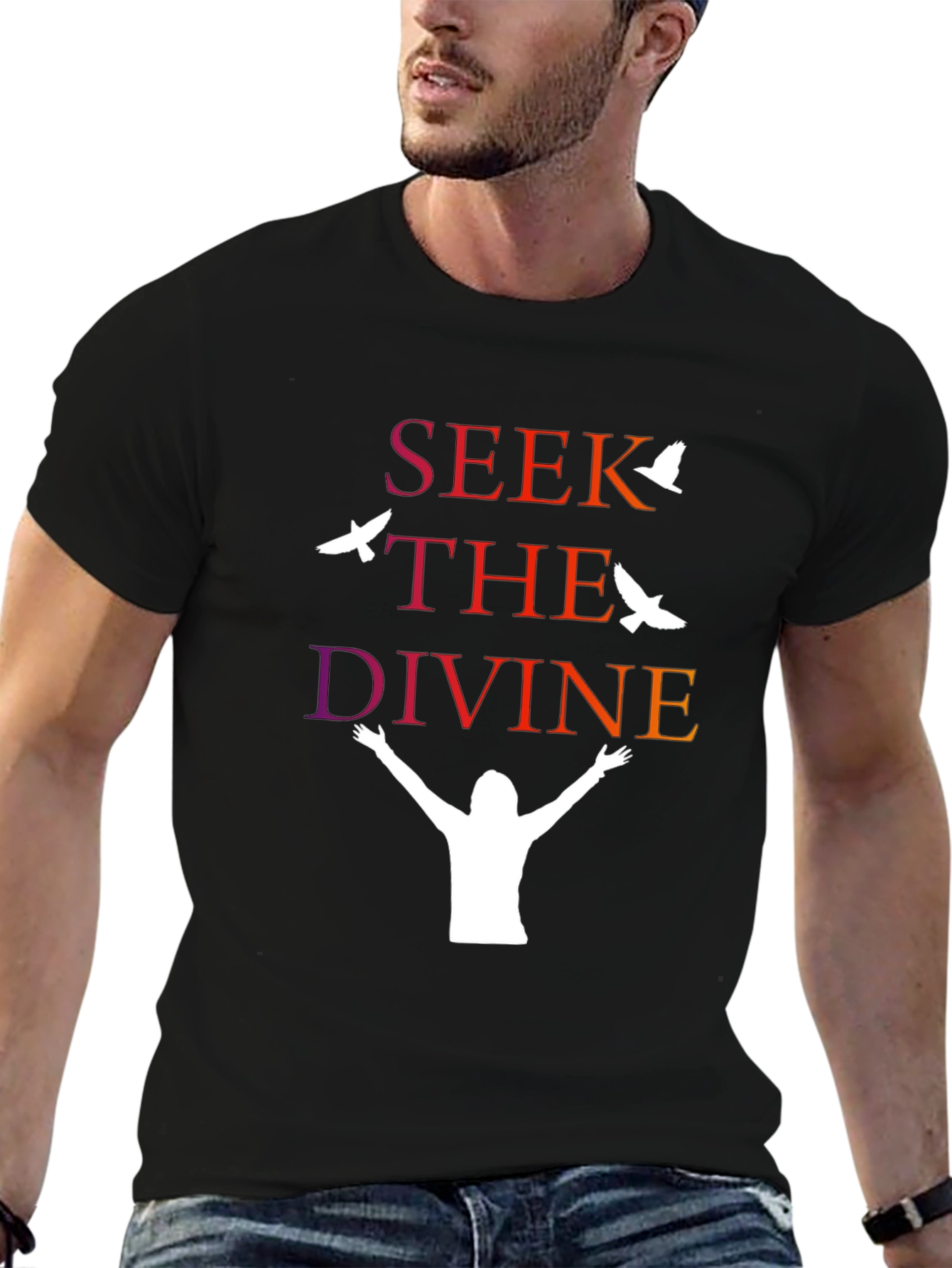 Seek The Divine Graphic T-Shirt - Black