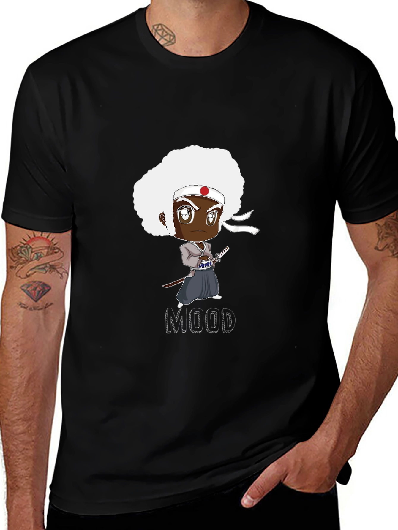 Afro Samurai Mood Black T-Shirt