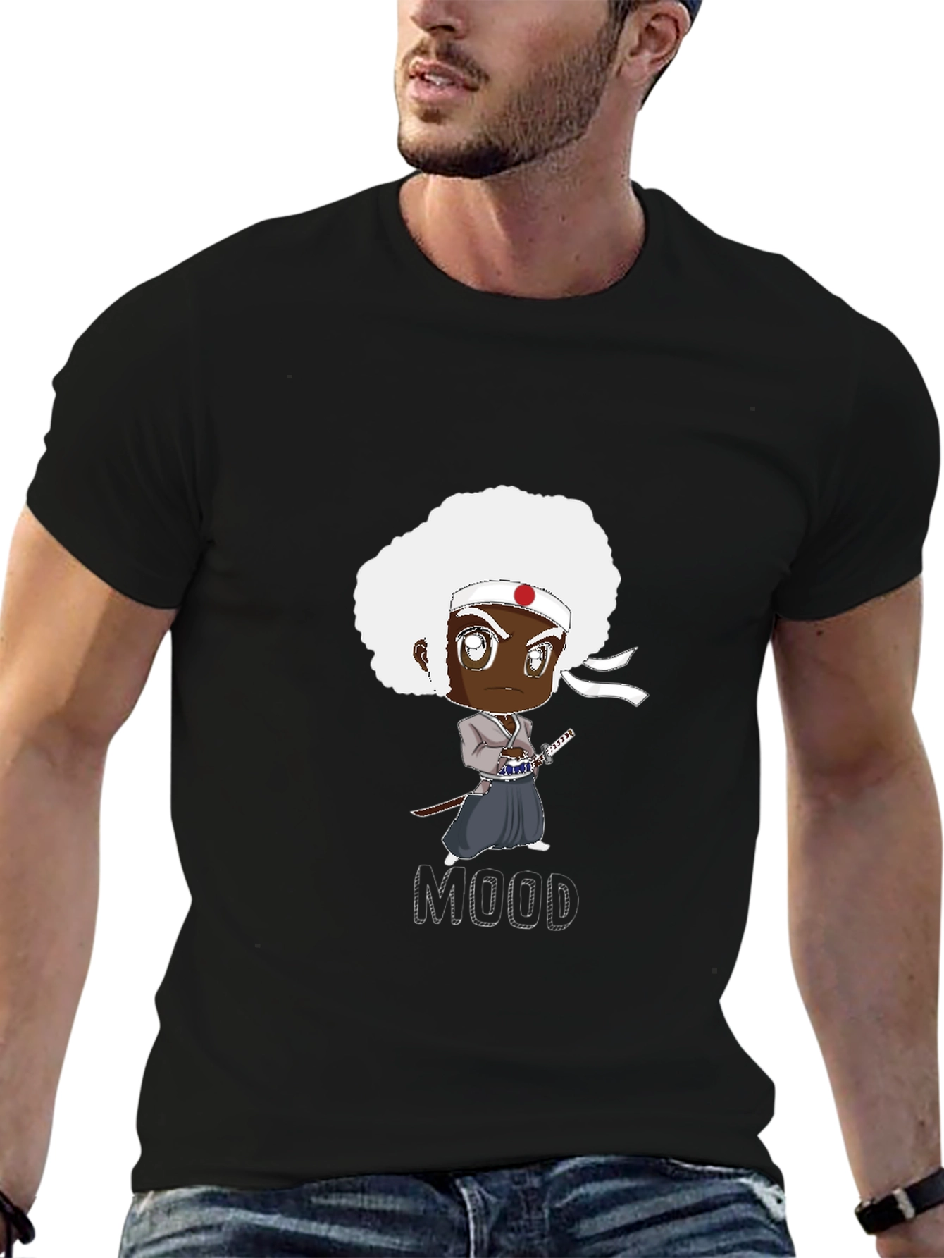 Afro Samurai Mood Black T-Shirt