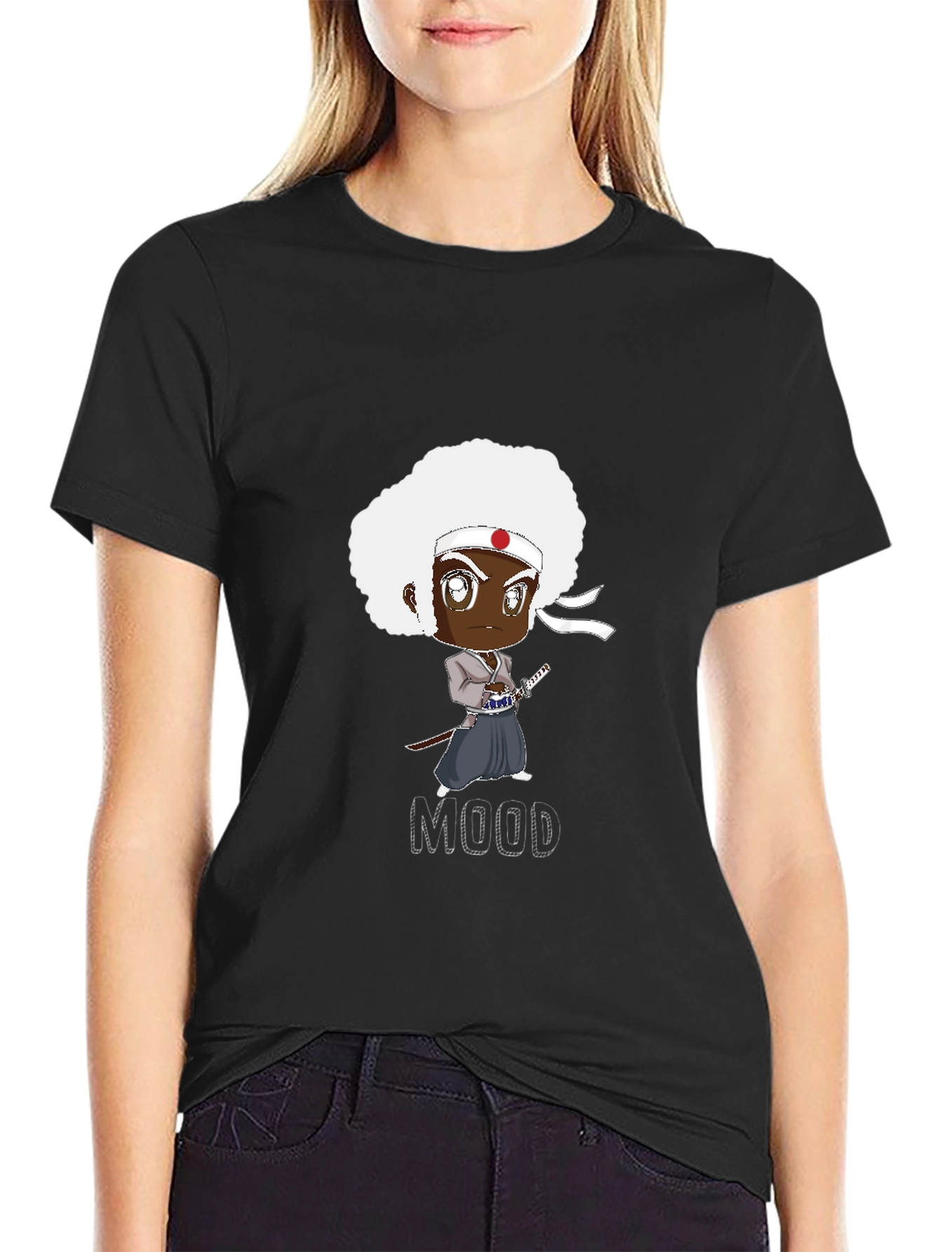 Afro Samurai Mood Black T-Shirt