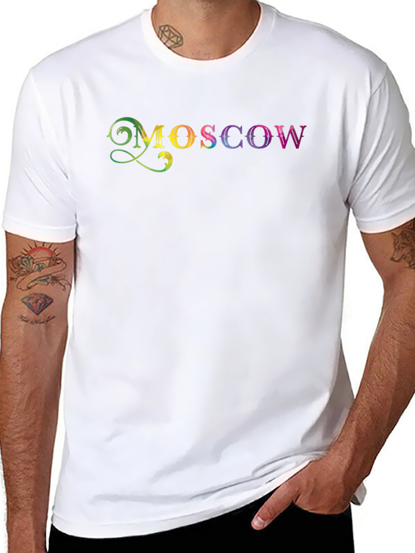 Moscow Rainbow Print Black T-Shirt