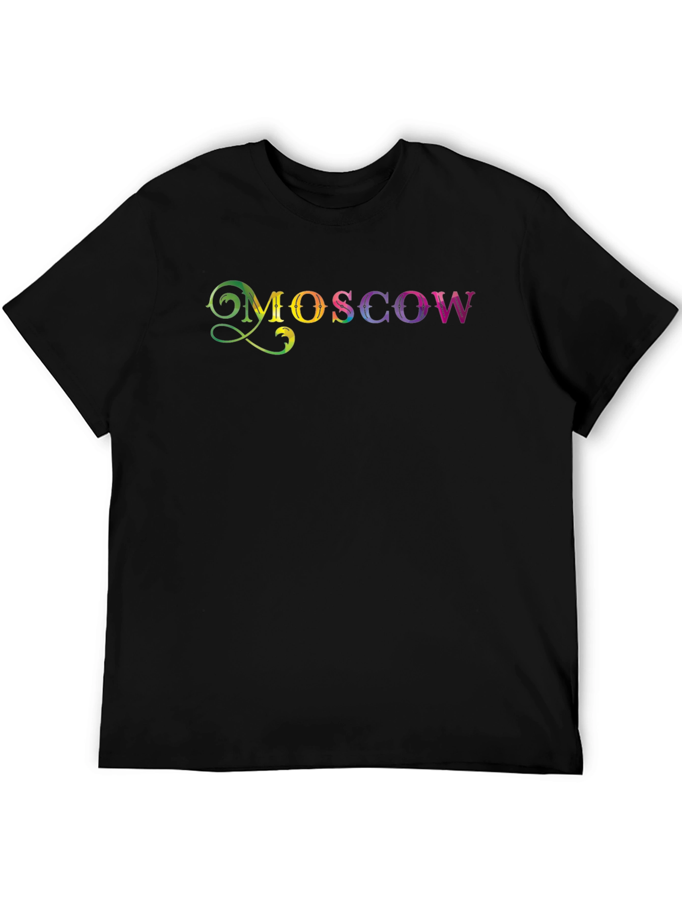 Moscow Rainbow Print Black T-Shirt