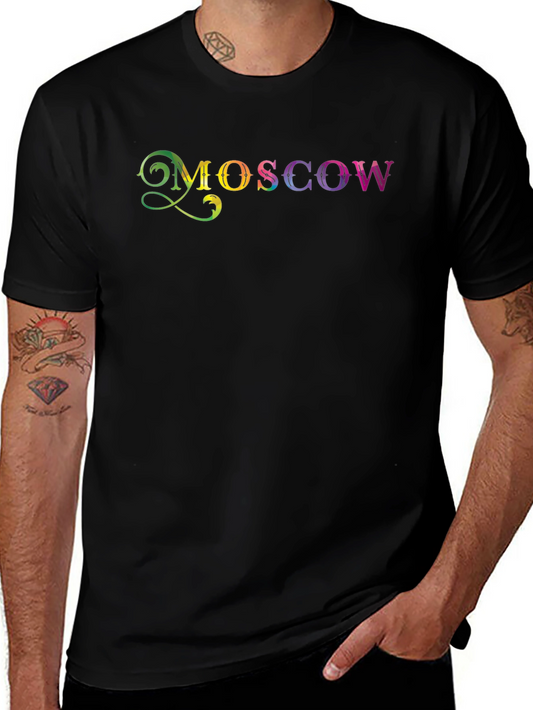 Moscow Rainbow Print Black T-Shirt