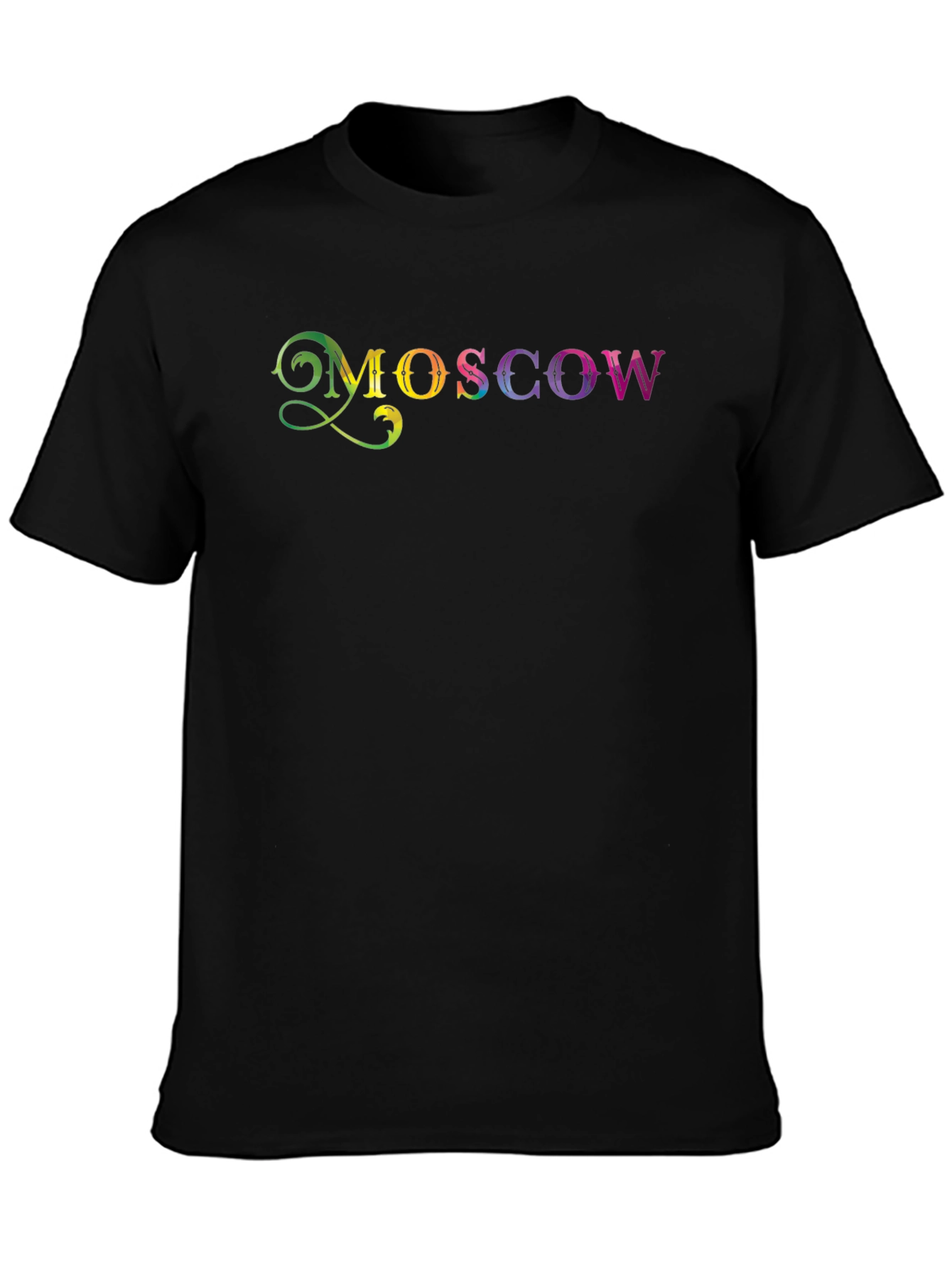 Moscow Rainbow Print Black T-Shirt