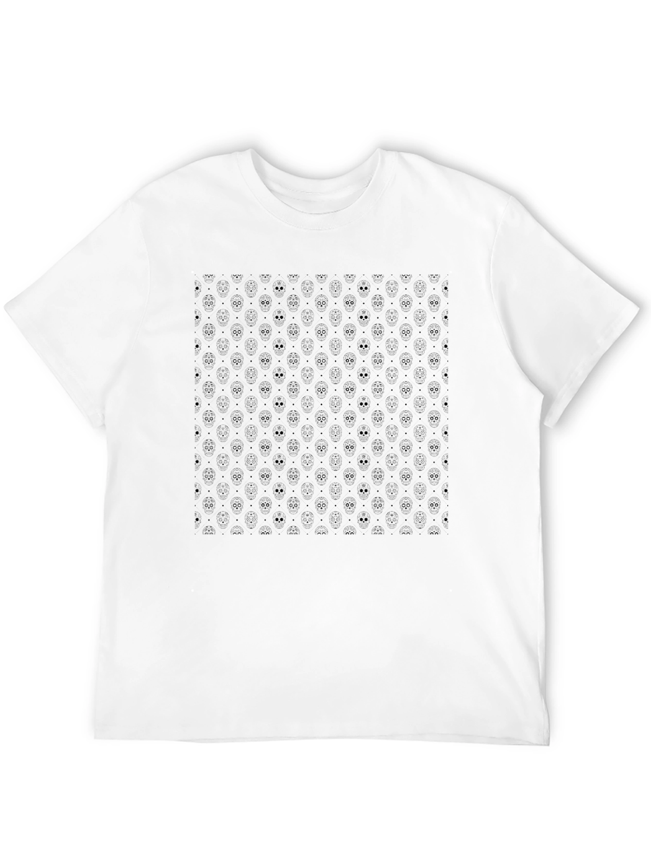 Black Patterned Crew Neck T-Shirt