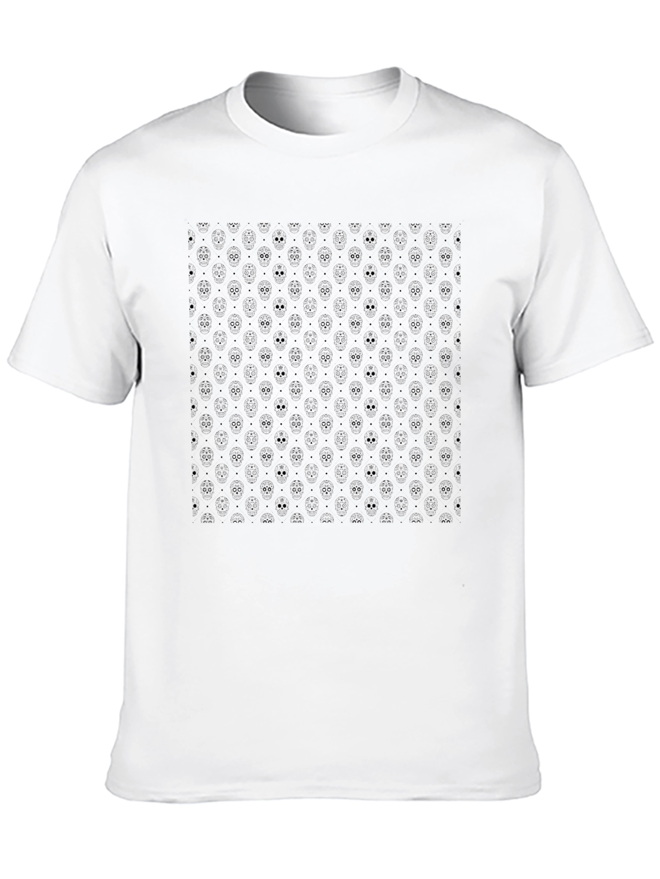 Black Patterned Crew Neck T-Shirt