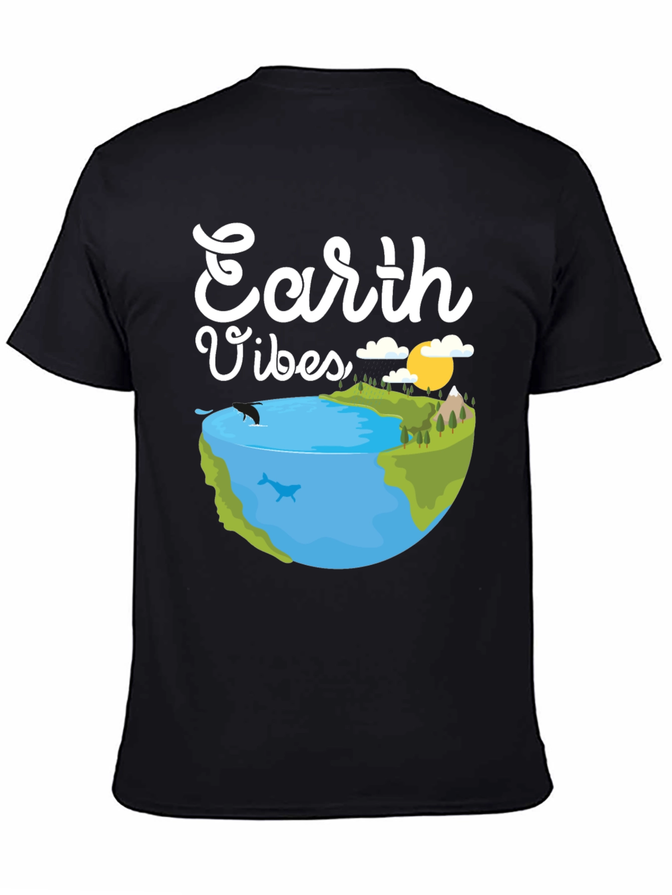 Earth Vibes Graphic Tee - Black Cotton T-Shirt