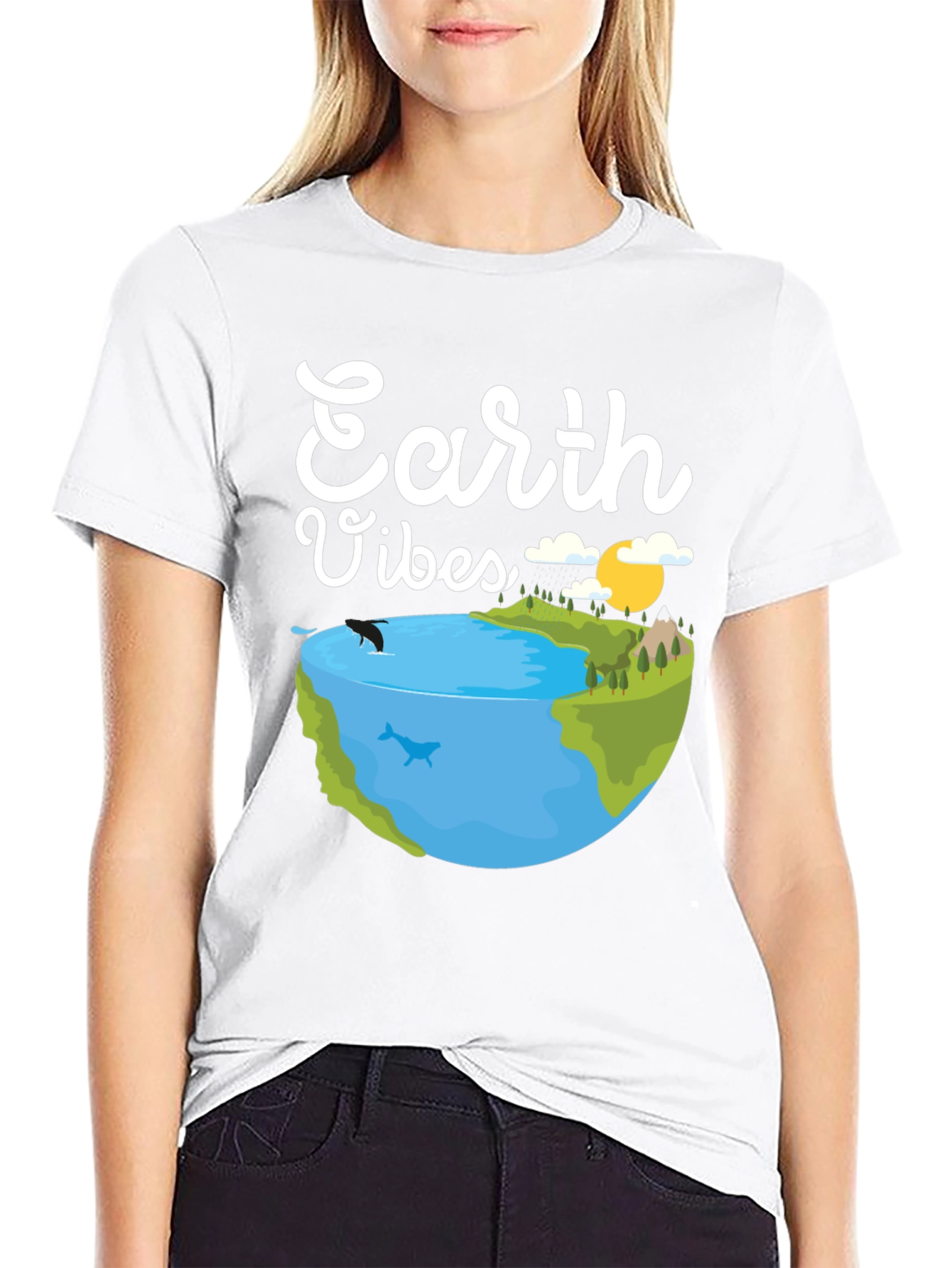 Earth Vibes Graphic Tee - Black Cotton T-Shirt