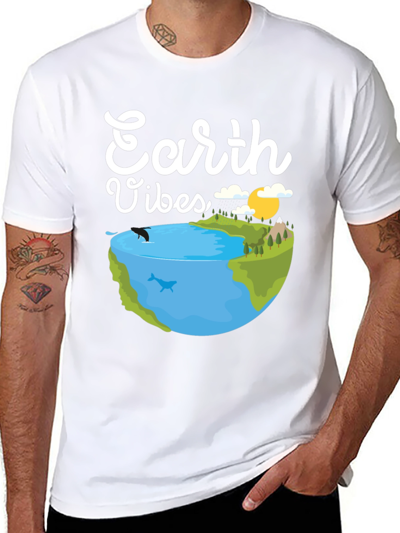 Earth Vibes Graphic Tee - Black Cotton T-Shirt