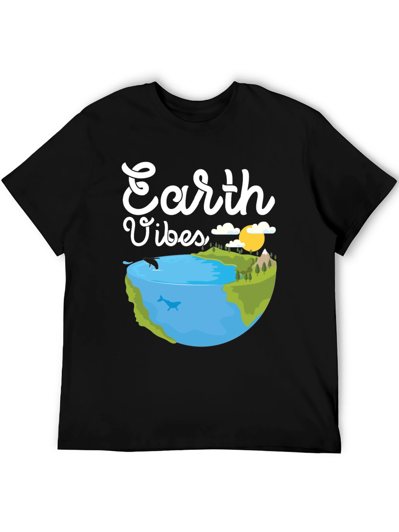 Earth Vibes Graphic Tee - Black Cotton T-Shirt