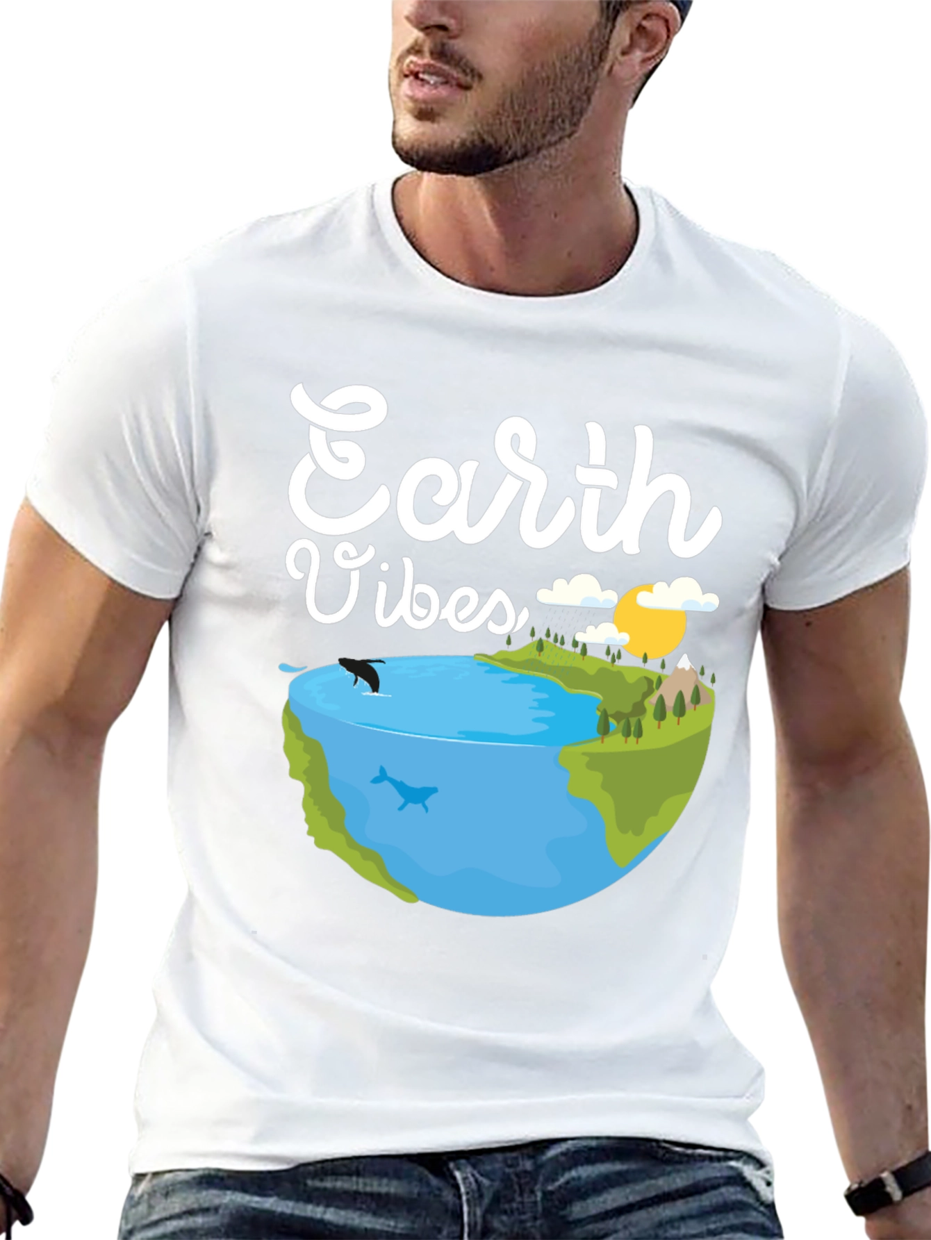 Earth Vibes Graphic Tee - Black Cotton T-Shirt
