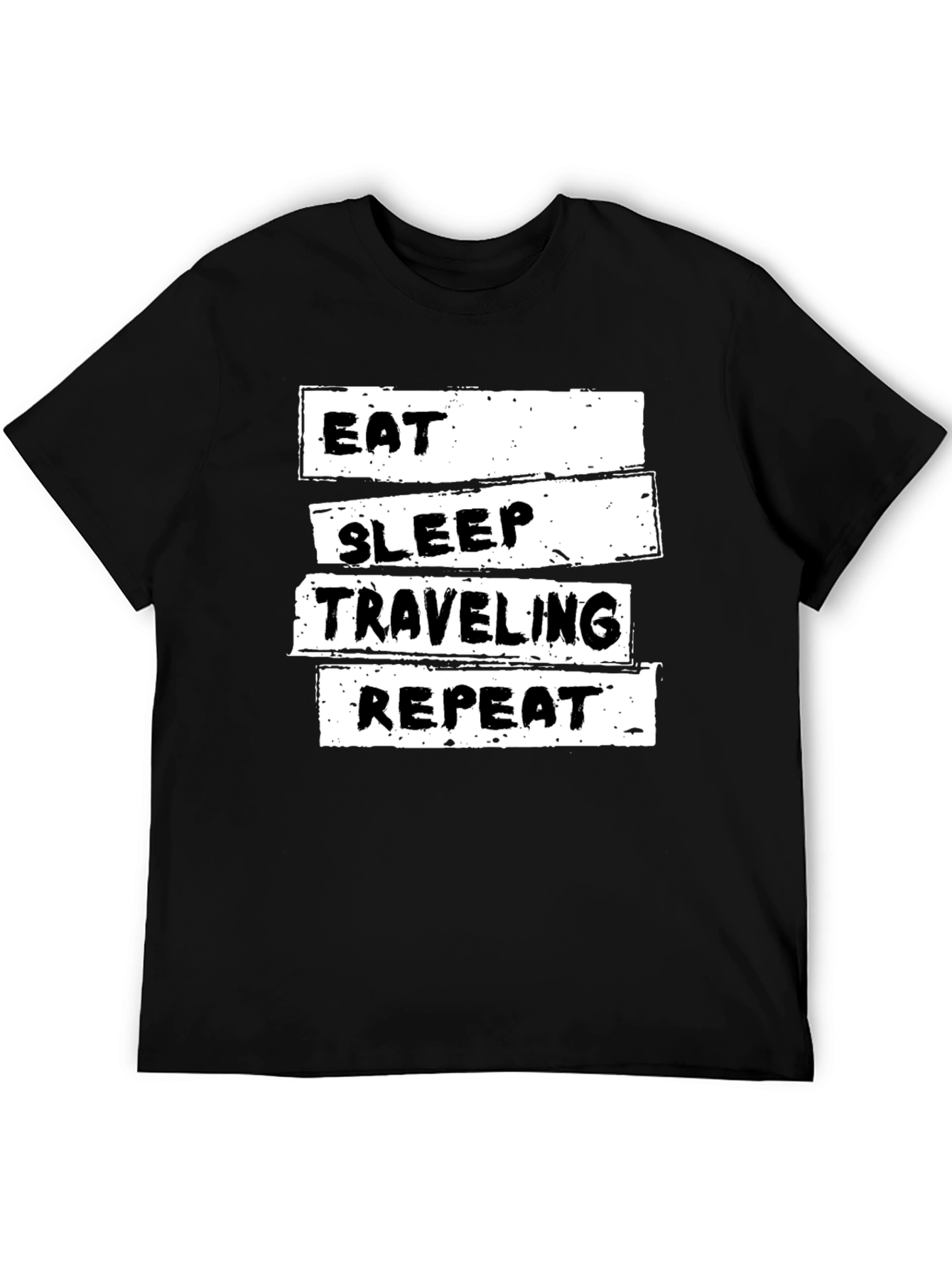 Eat Sleep Traveling Repeat Black Graphic Tee