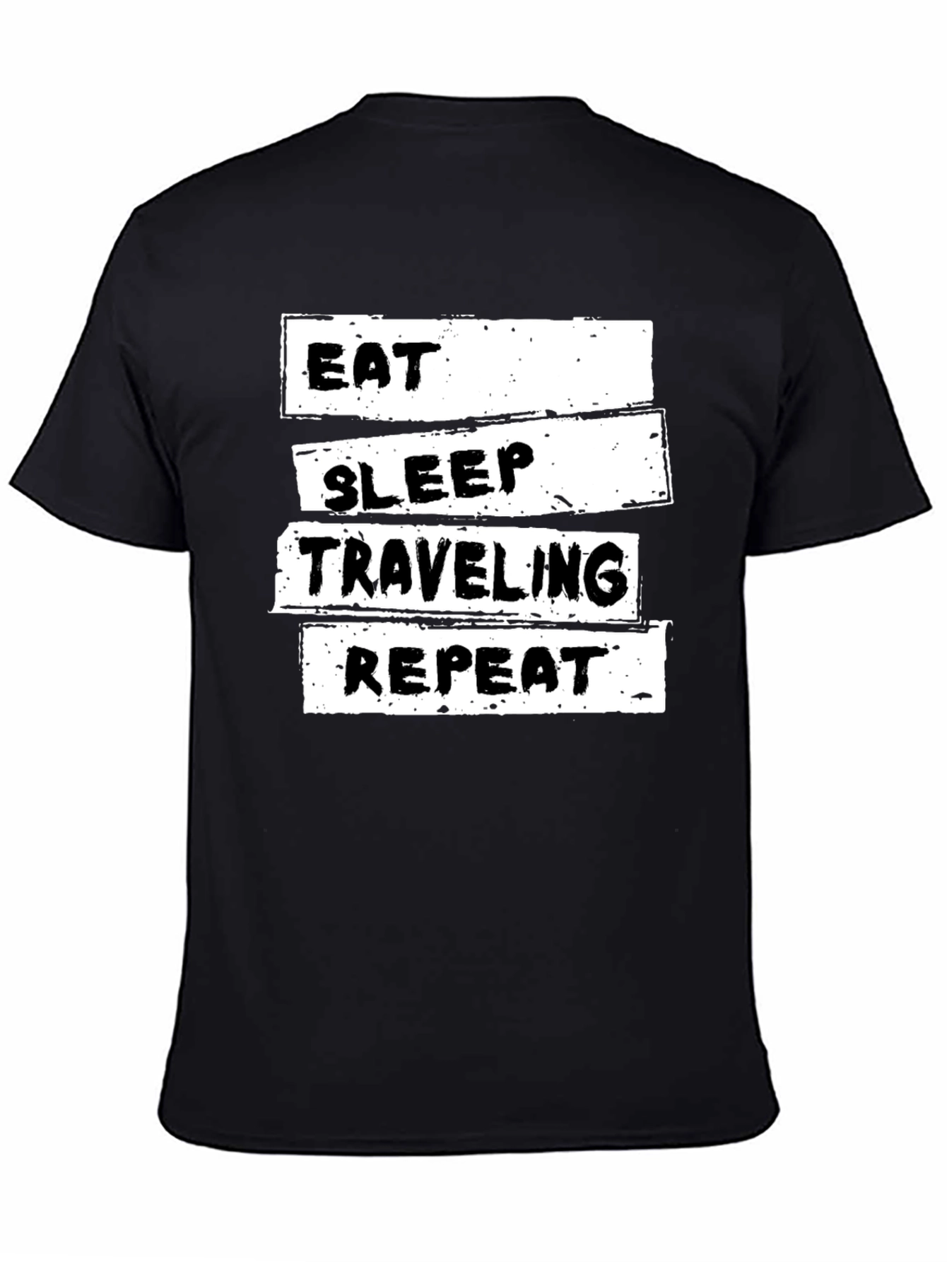 Eat Sleep Traveling Repeat Black Graphic Tee