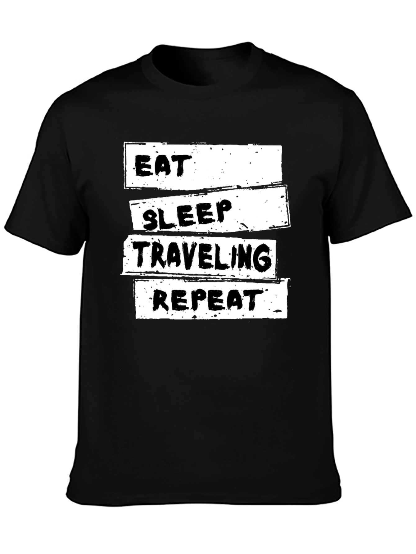 Eat Sleep Traveling Repeat Black Graphic Tee